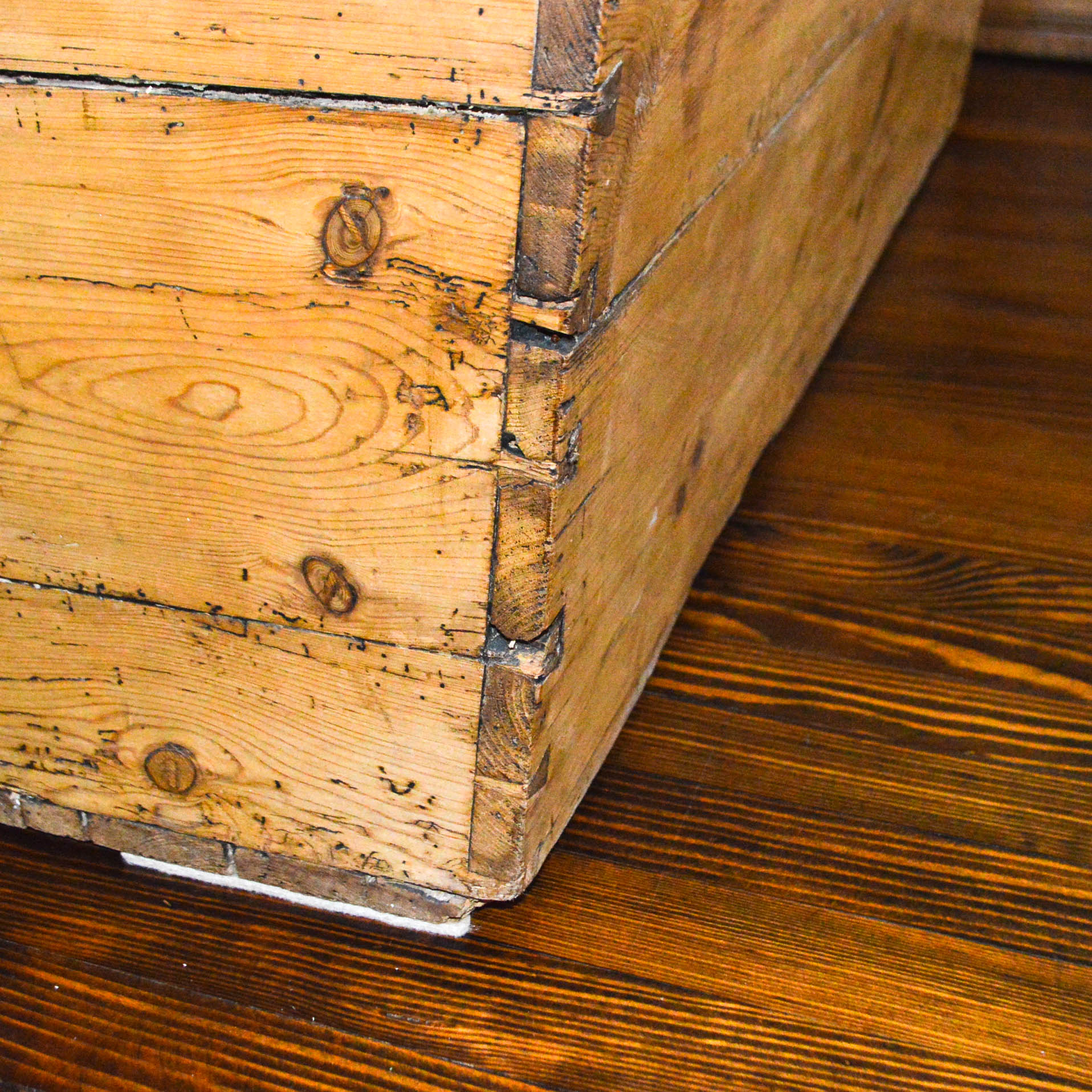 Antique Pine Immigrant's Trunk