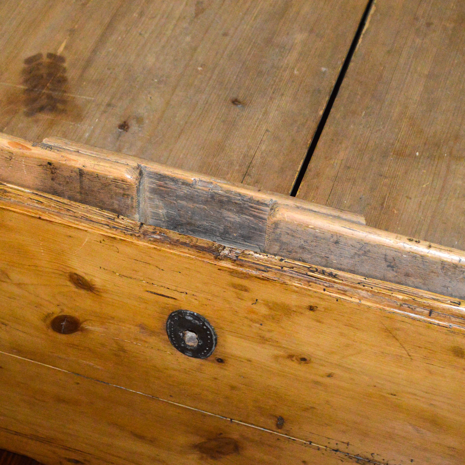 Antique Pine Immigrant's Trunk