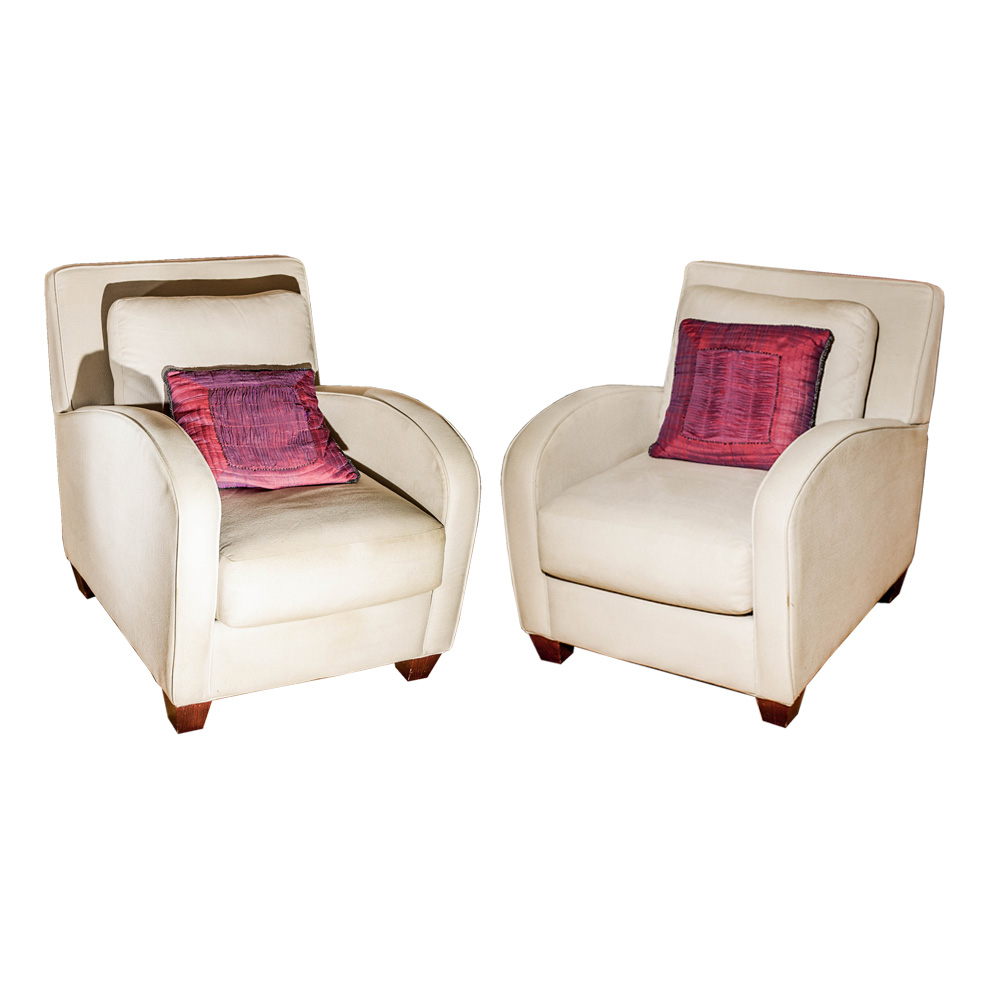 Pair of Contemporary Upholstered Lounge Chairs