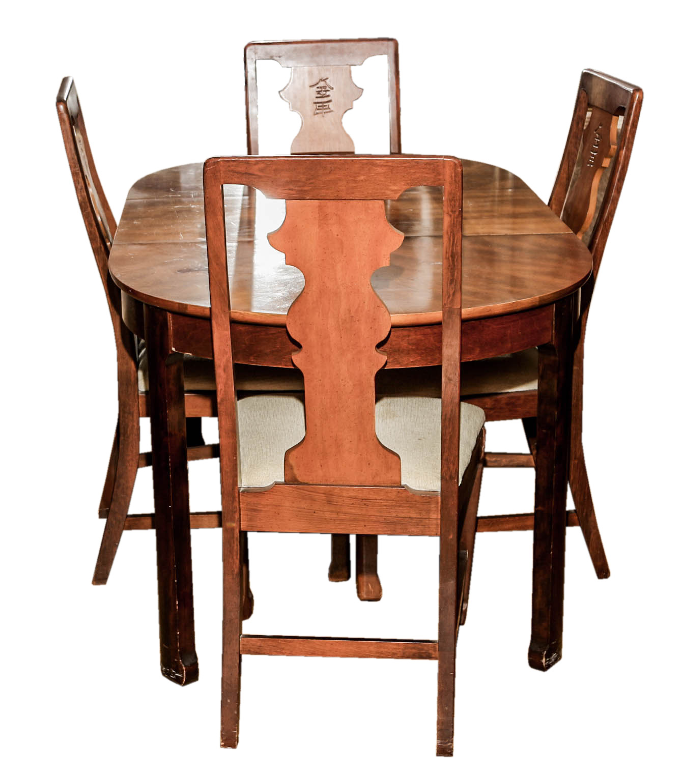 Vintage Dining Table with East Asian Style Chairs