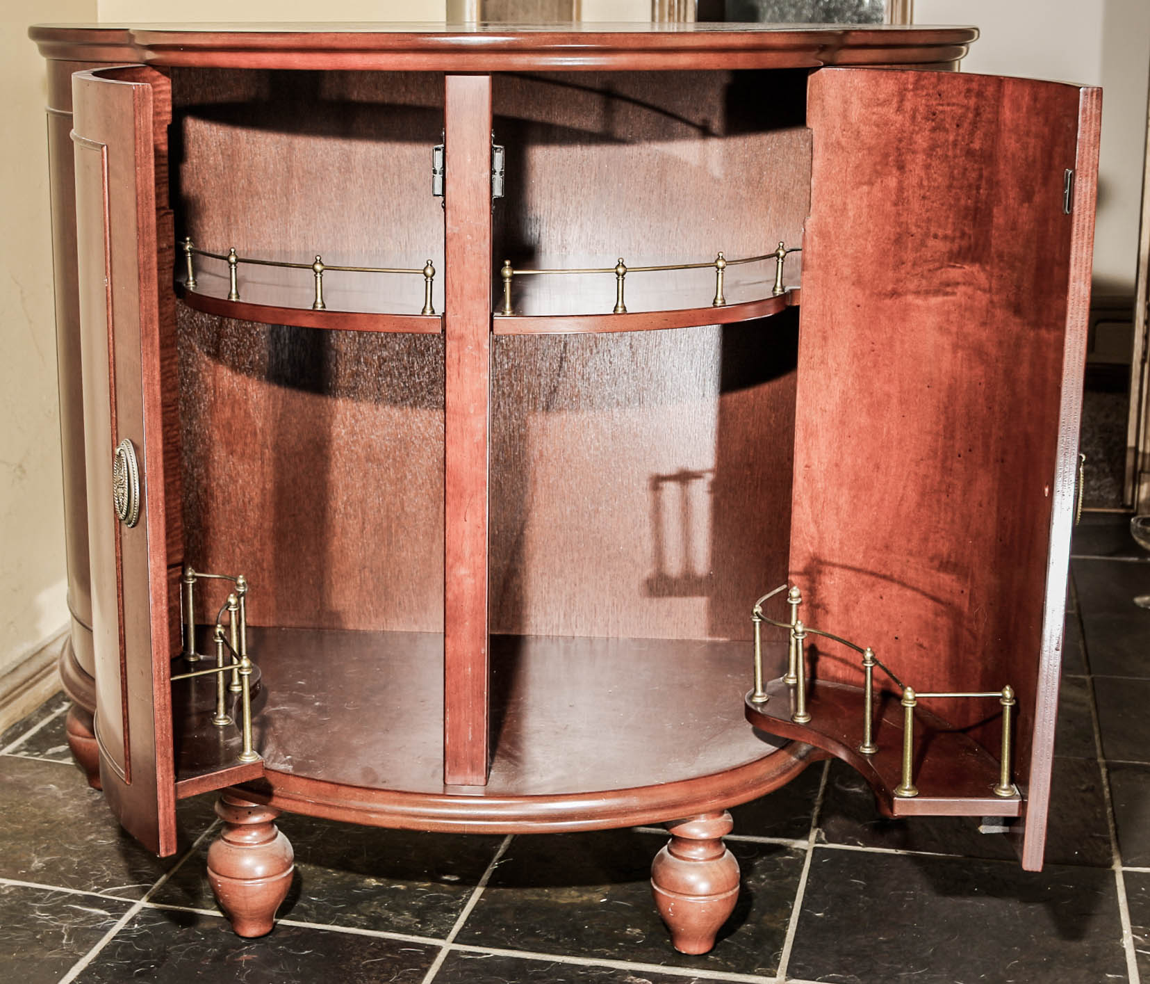 Bombe Style Wooden Bar Cabinet