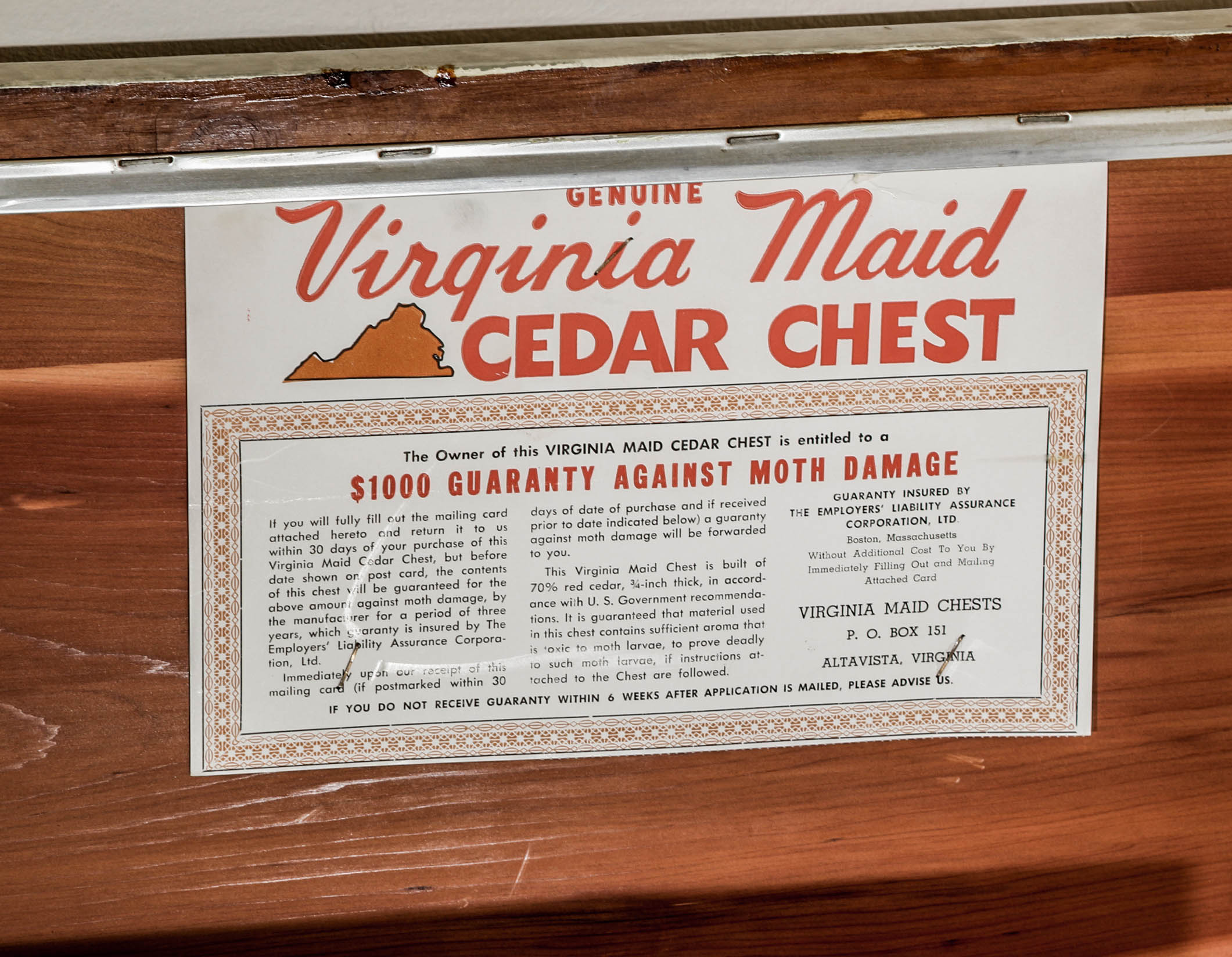 Vintage Virginia Maid Cedar Chest