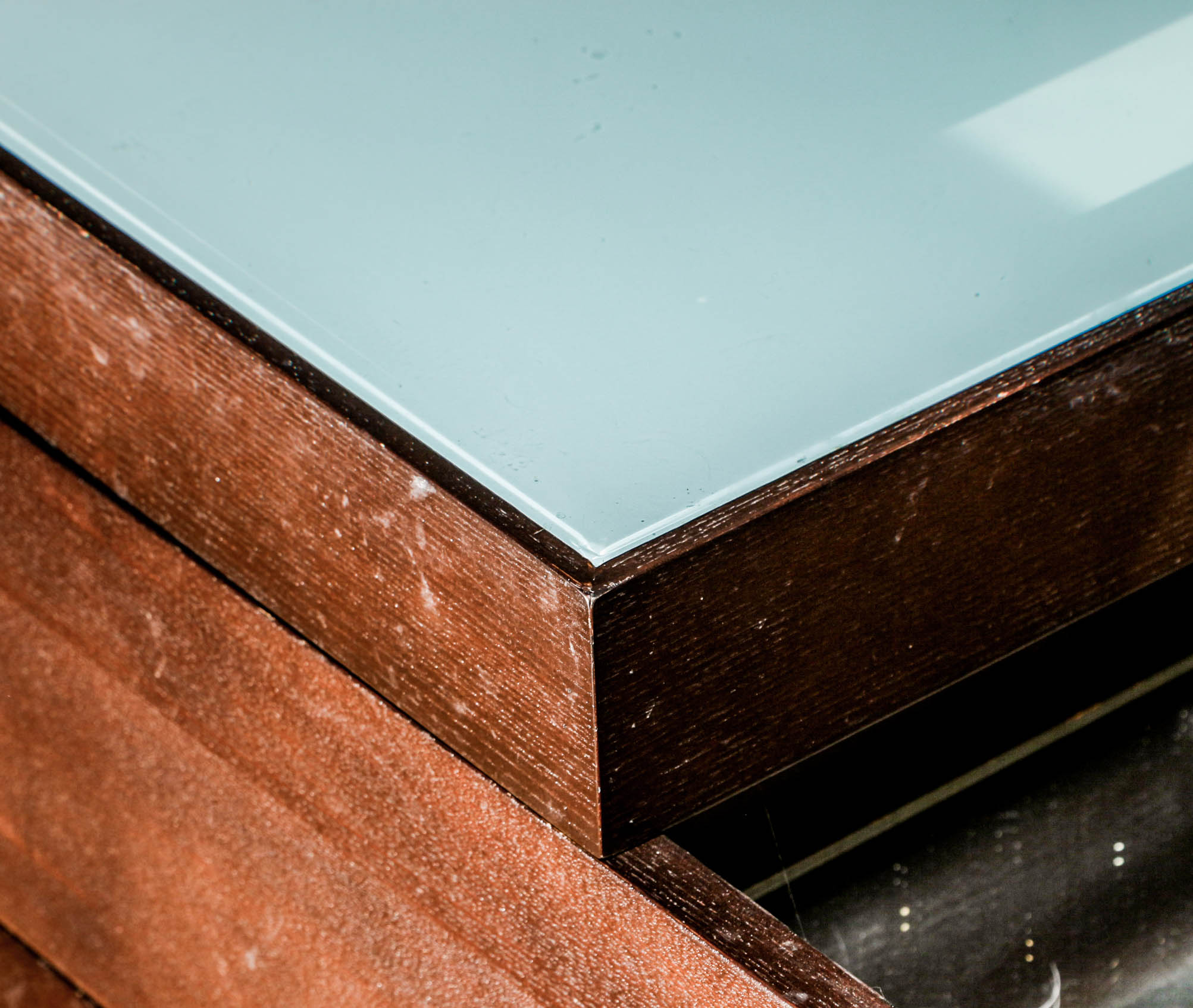 Contemporary Opaque Glass Top Storage Cocktail Table