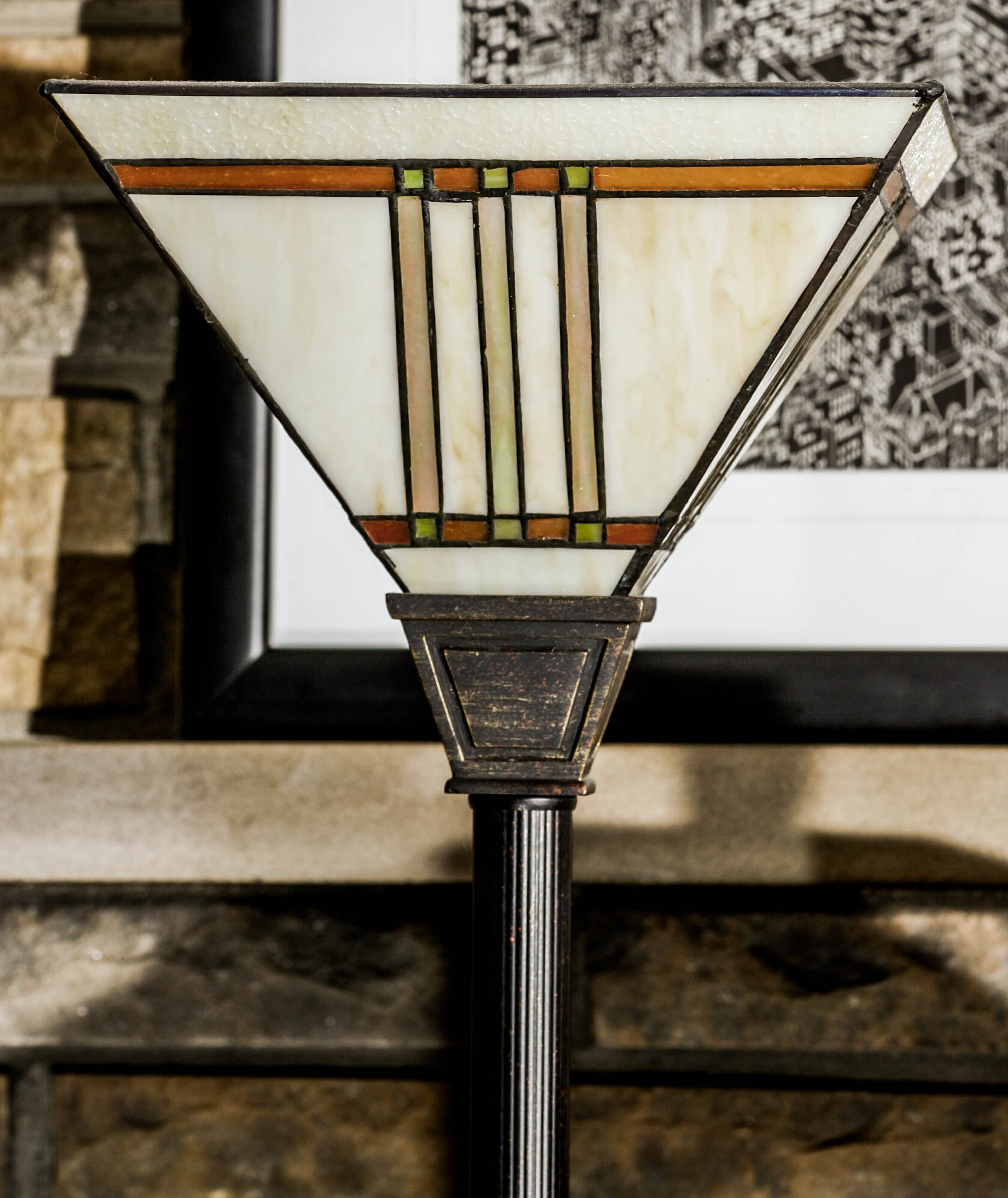 Pair of Arts and Crafts Style Stained Glass Floor Lamps