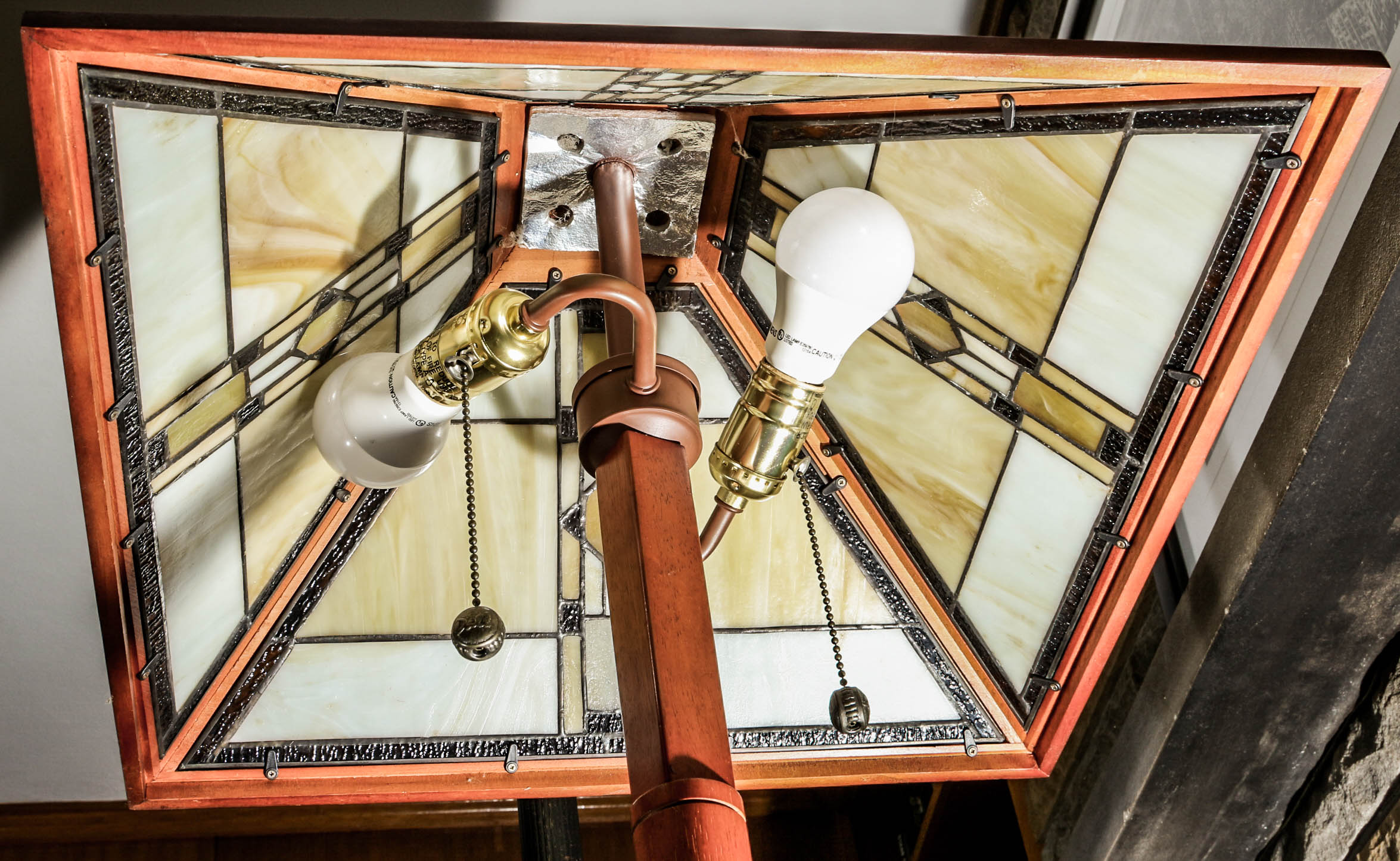 Pair of Arts and Crafts Style Stained Glass Floor Lamps
