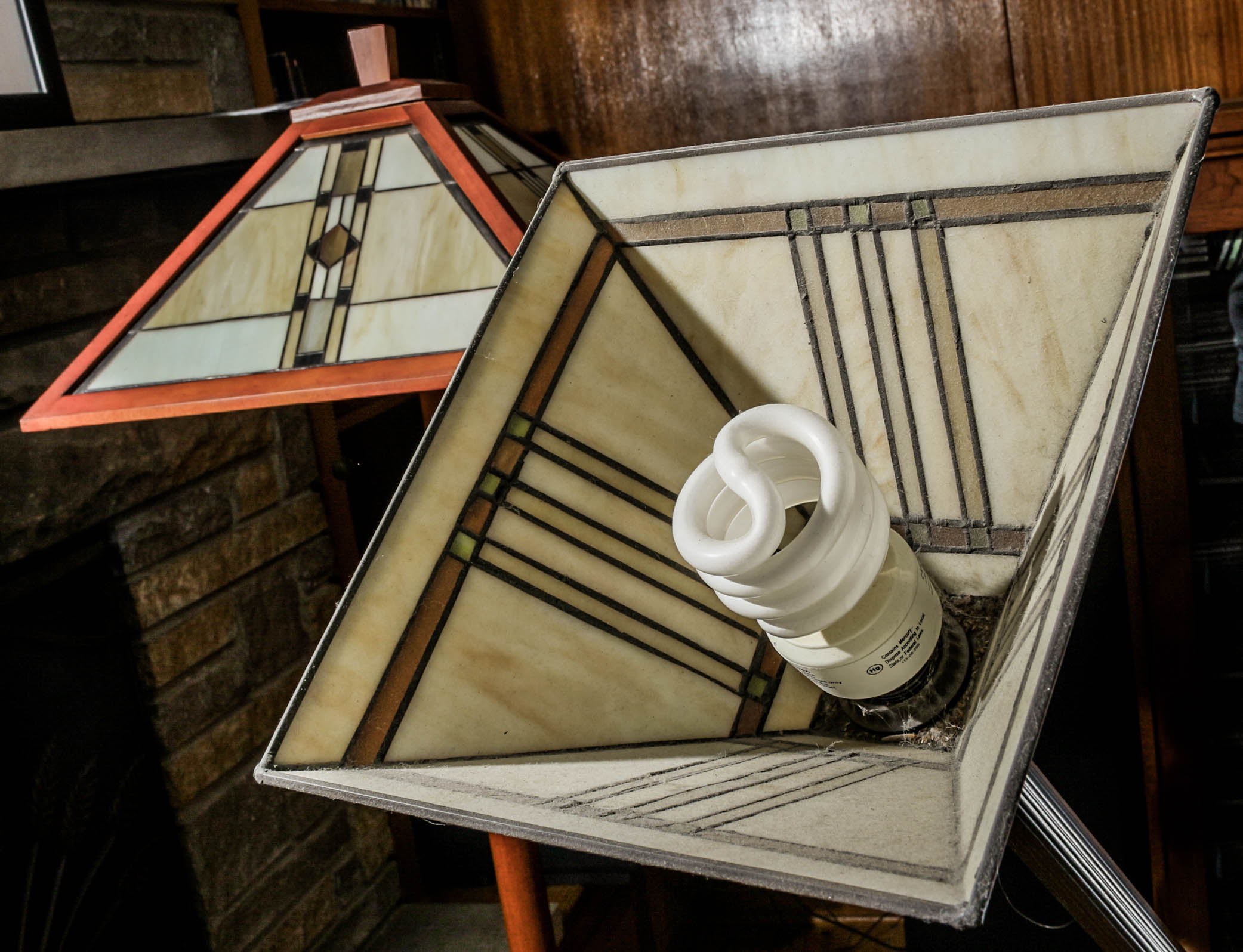 Pair of Arts and Crafts Style Stained Glass Floor Lamps