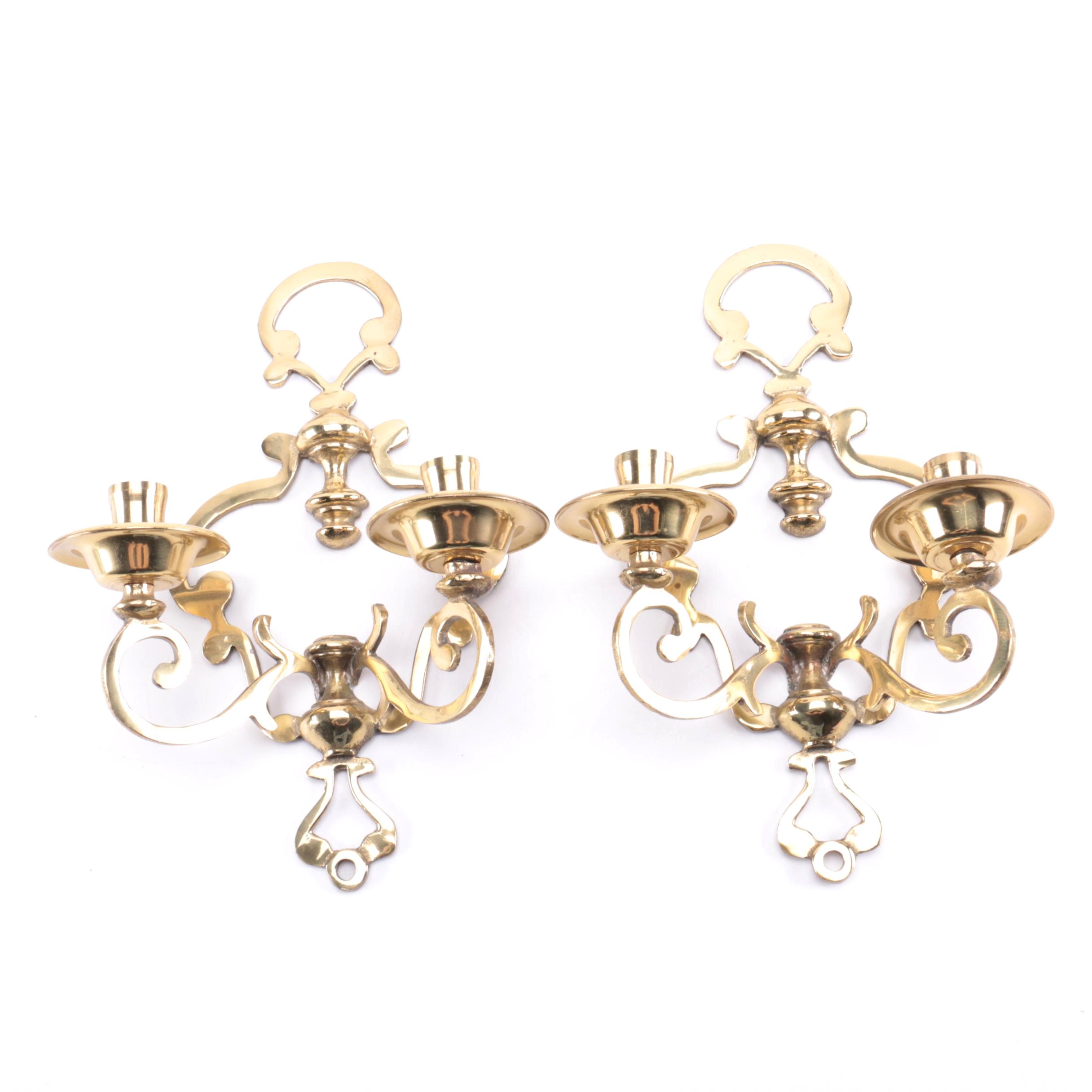 Gold Tone Candle Sconces EBTH