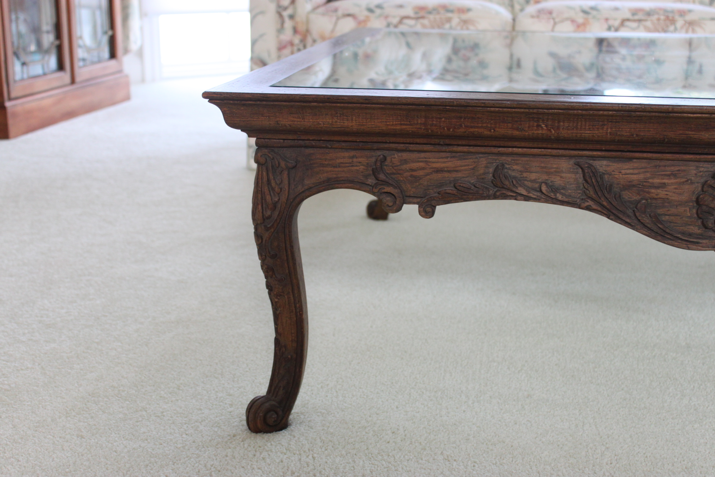 Vintage Queen Anne Style Oak Coffee Table