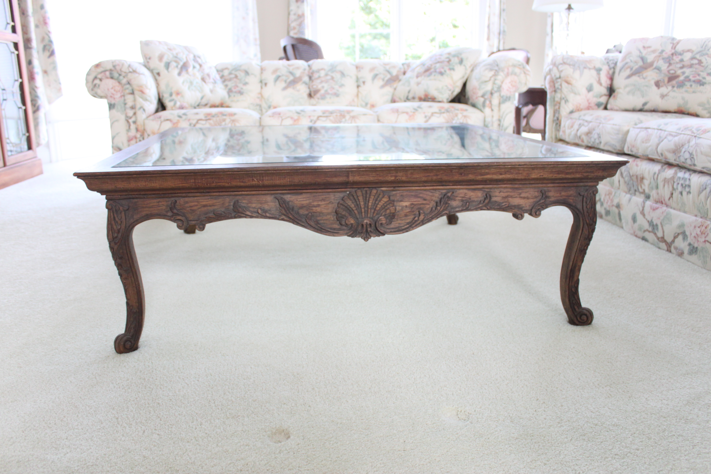 Vintage Queen Anne Style Oak Coffee Table