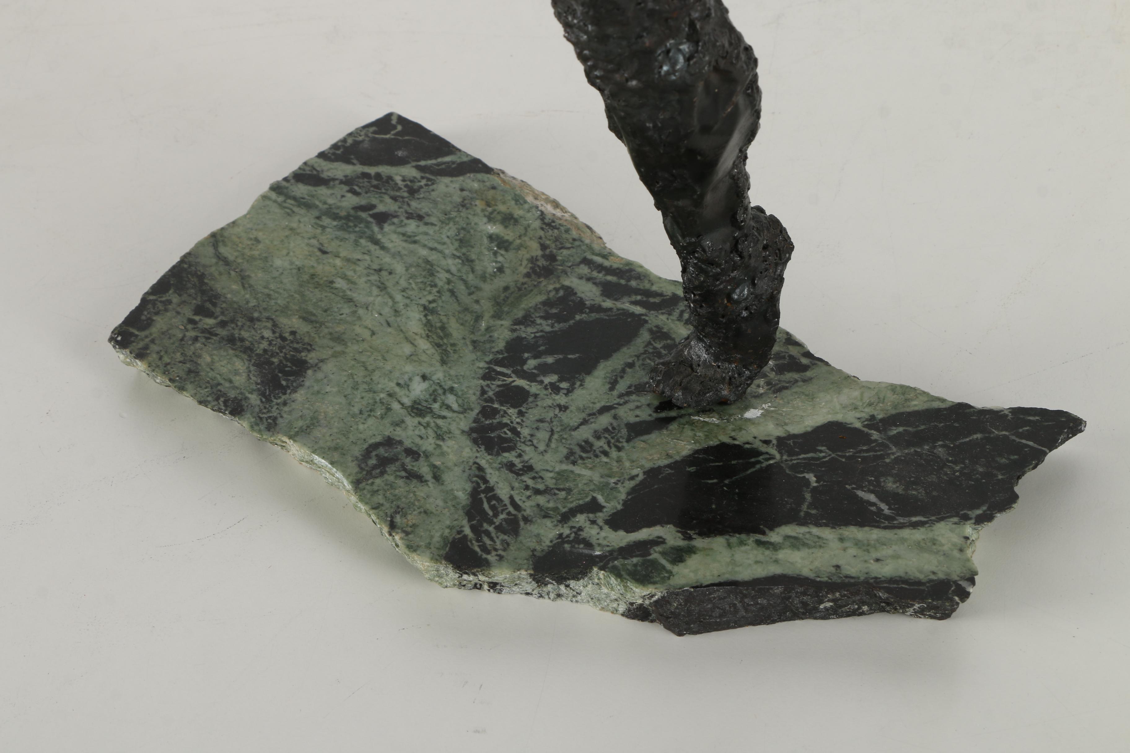 Signed Iron Sculpture of a ballet Dancer on Marble