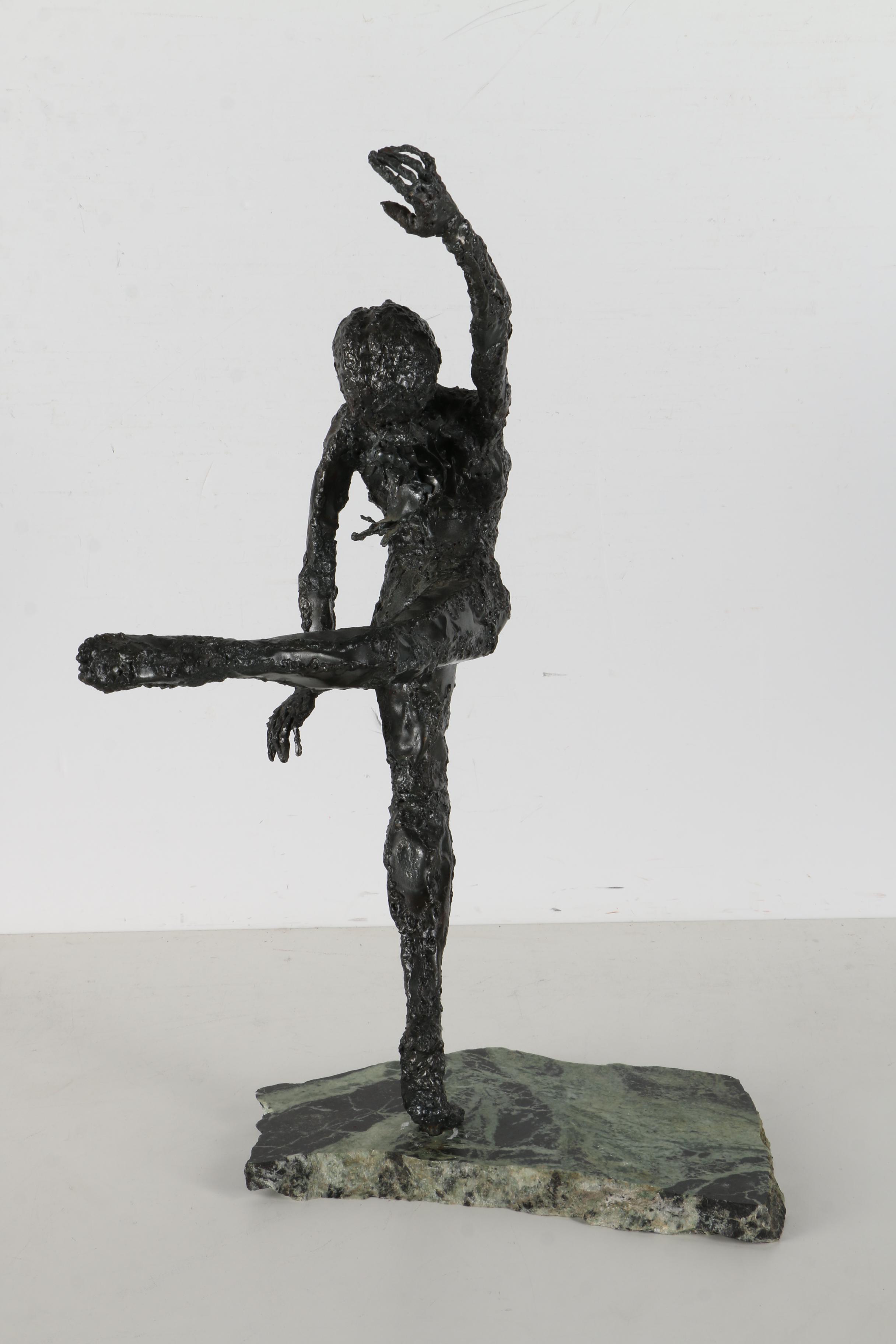 Signed Iron Sculpture of a ballet Dancer on Marble