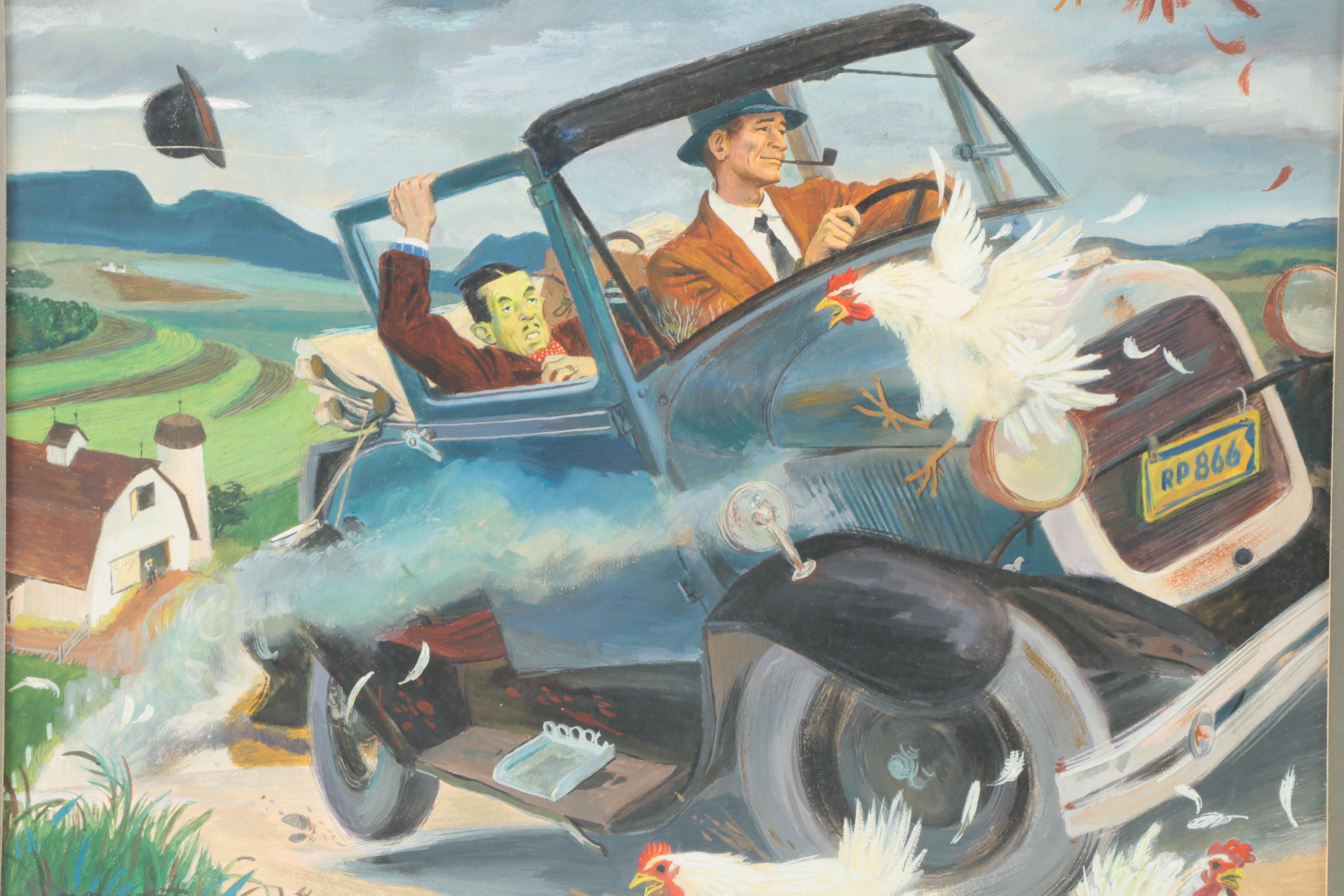 Paul Nonnast Original Gouache Illustration on Paper