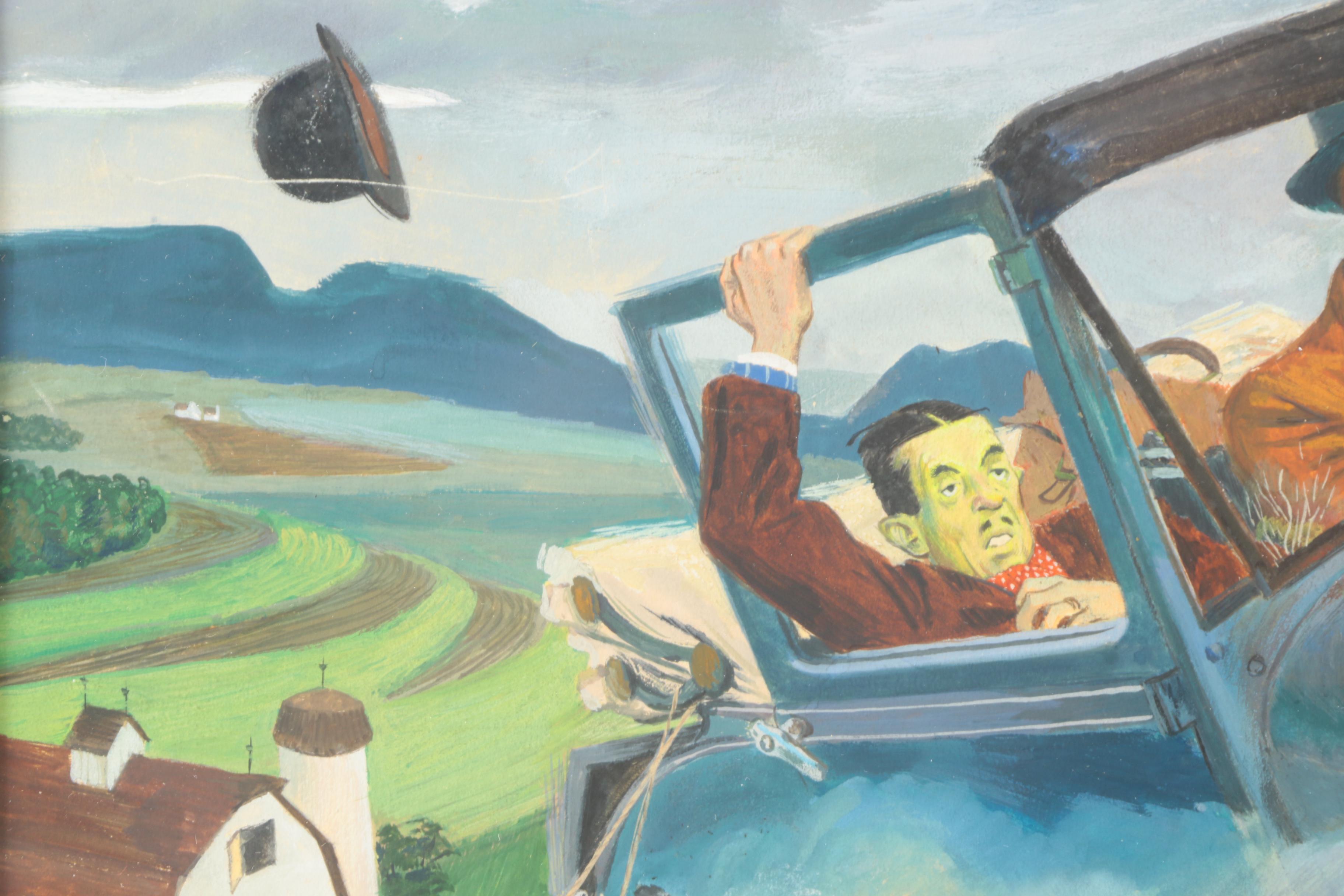 Paul Nonnast Original Gouache Illustration on Paper