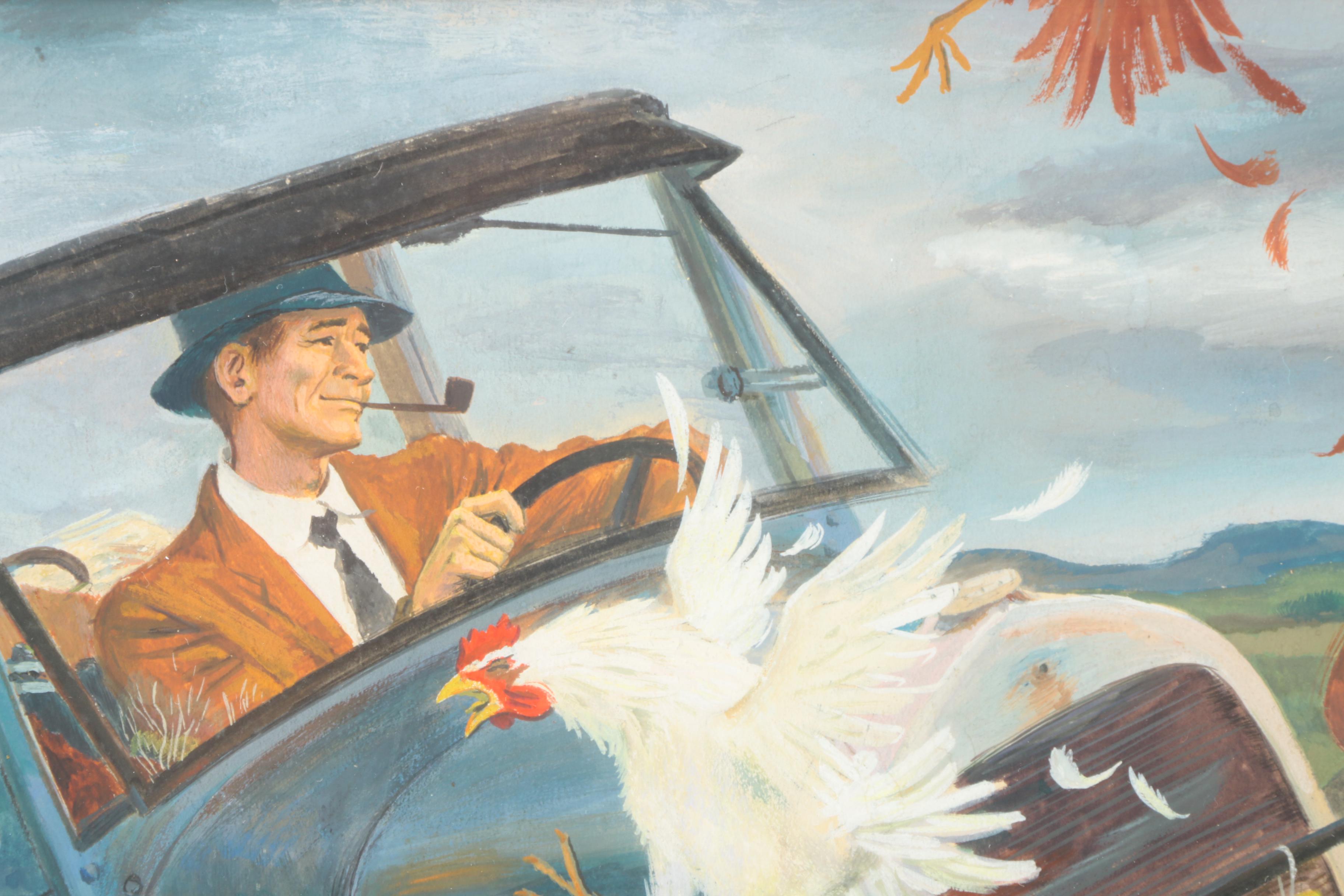 Paul Nonnast Original Gouache Illustration on Paper