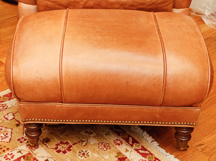 WHL Collection Leather Armchair and Ottoman