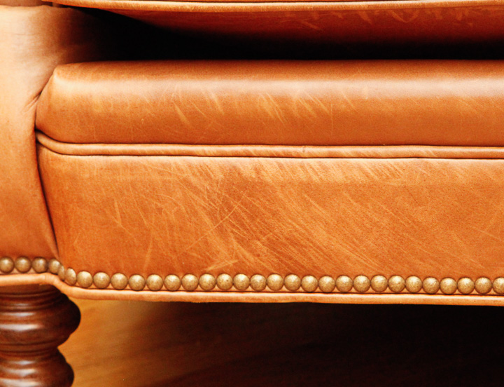 WHL Collection Leather Armchair and Ottoman