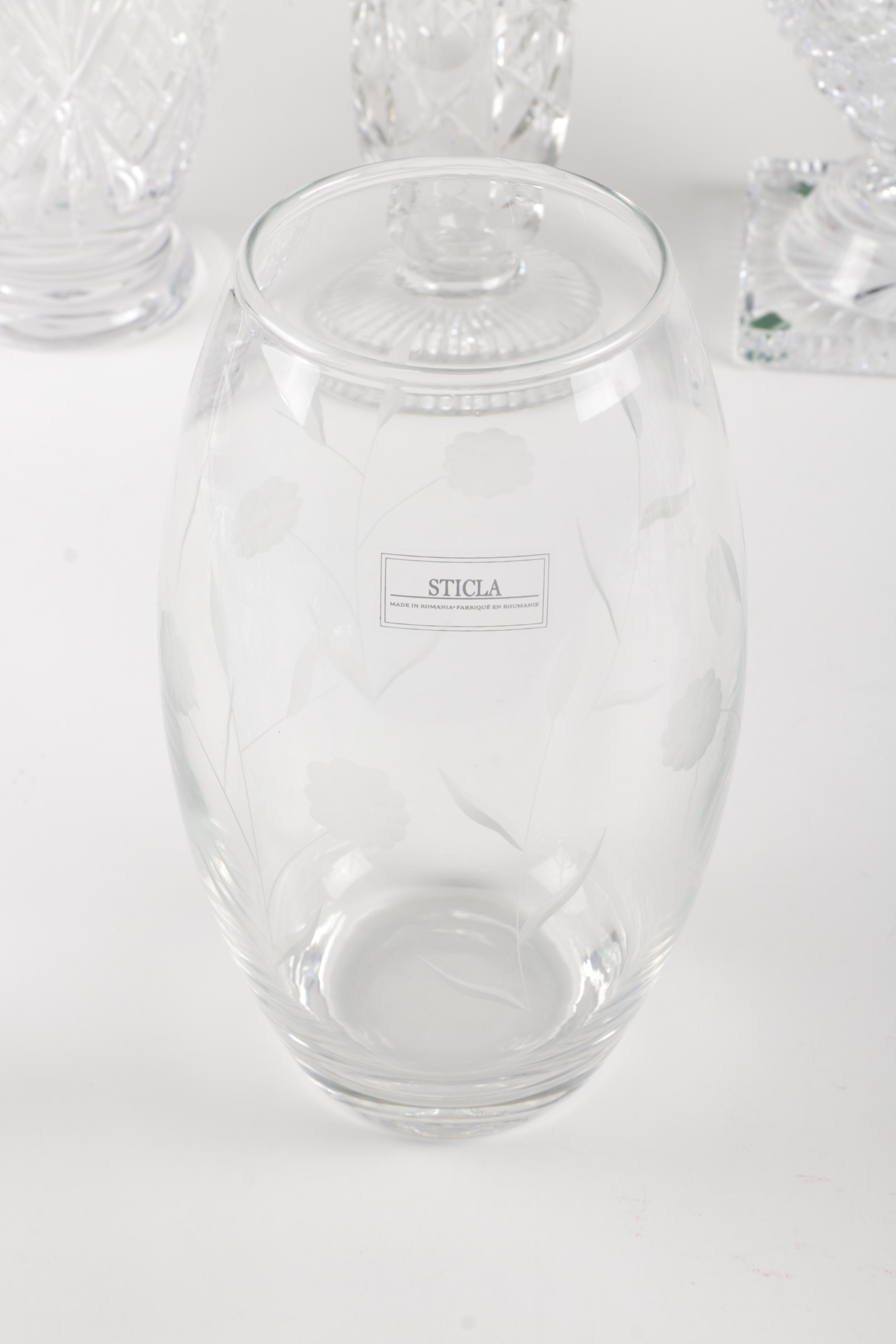 Mixed Crystal And Glass Vases