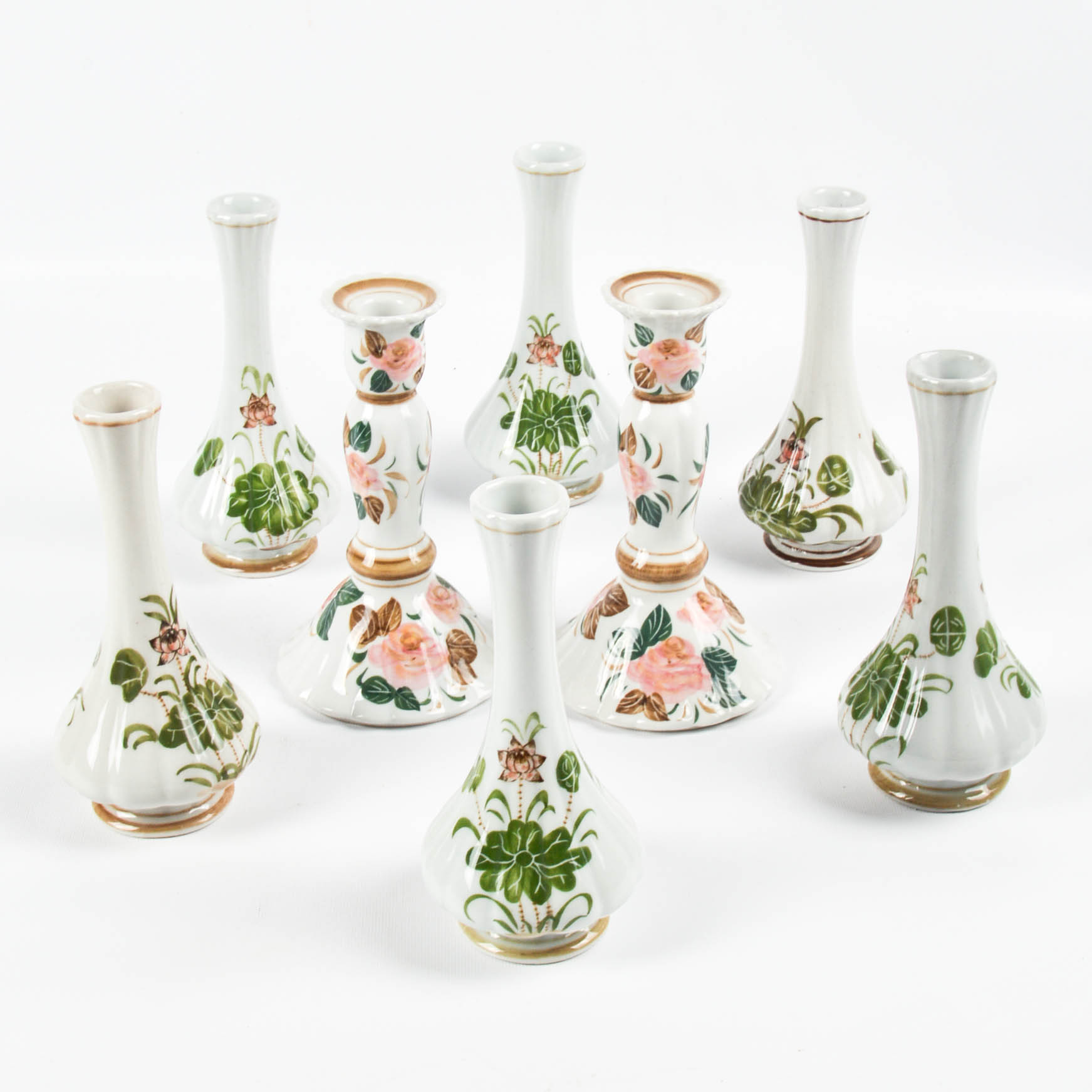 Handcrafted Lotus Bud Vases and Candlesticks