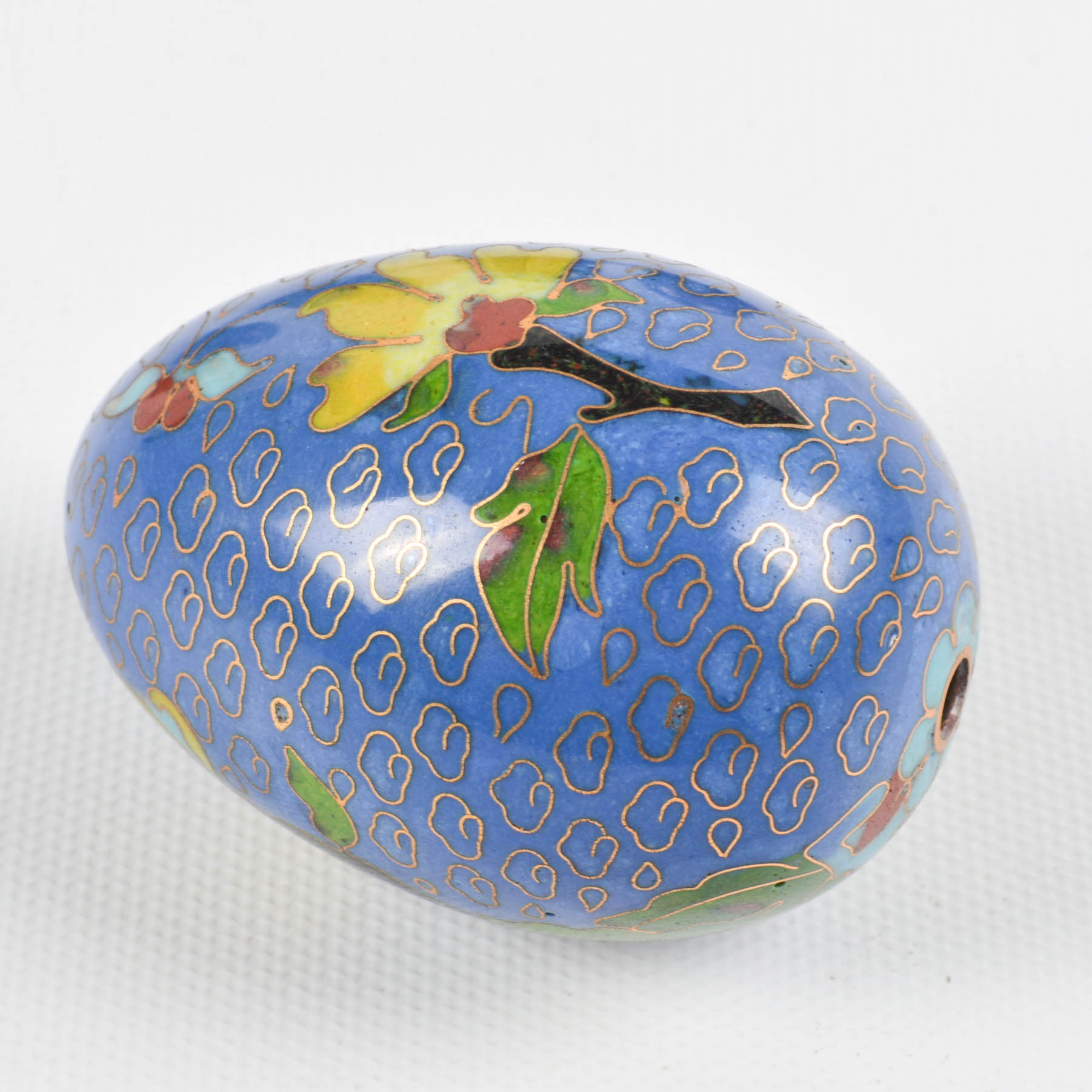 Chinese Cloisonné Eggs With Blue and White Miniature Tea Set