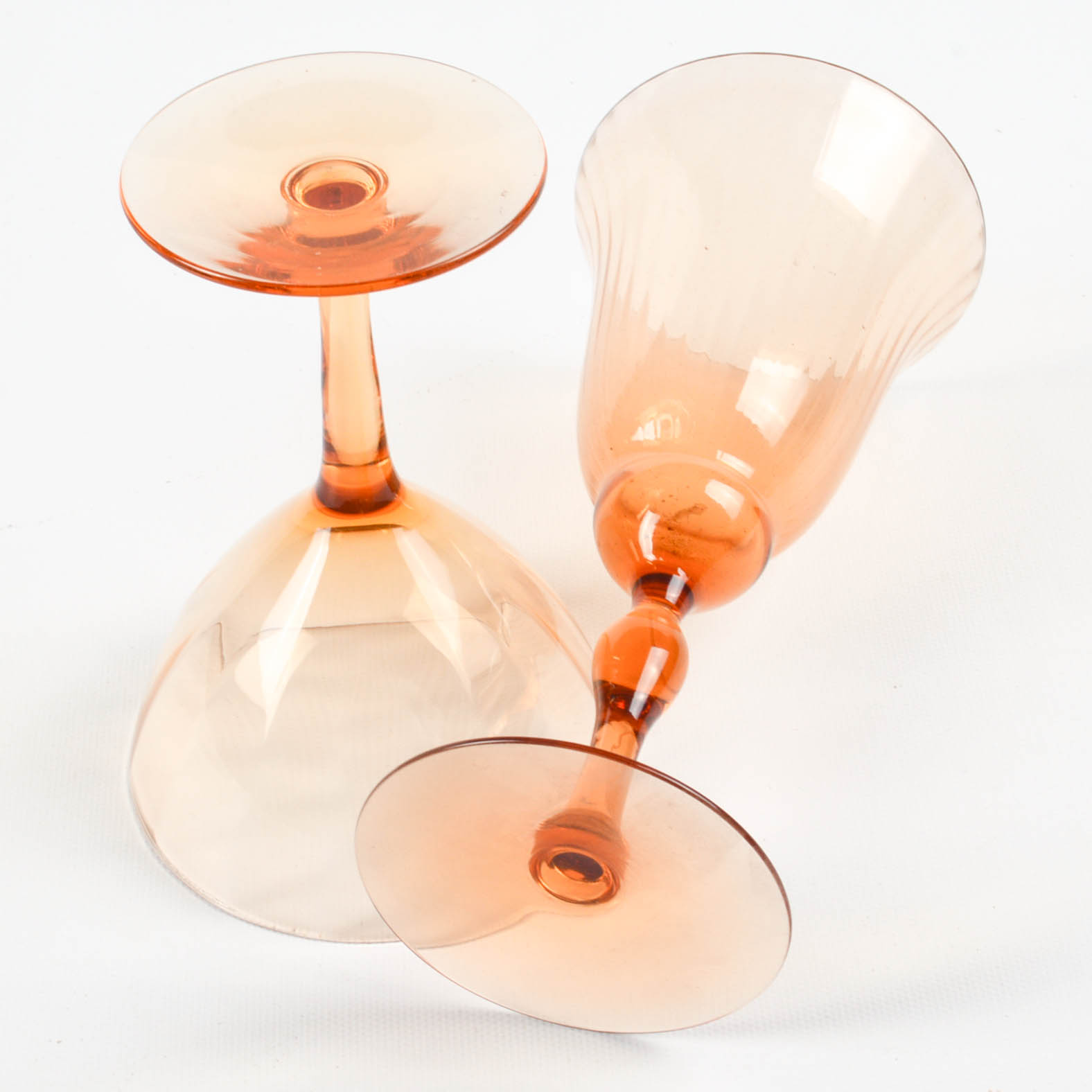 Andrea by Sadek Tobacco Leaf Plates With Colored Depression Glass Stemware