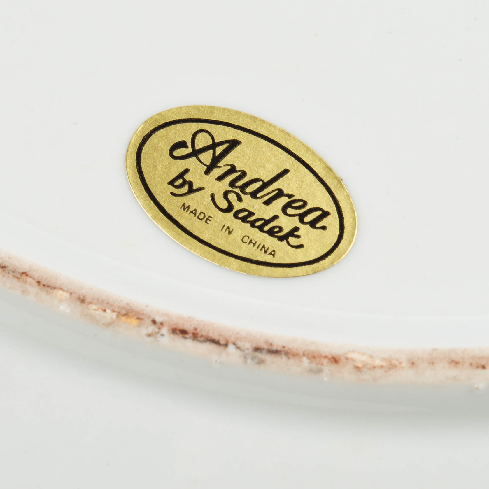 Andrea by Sadek Tobacco Leaf Plates With Colored Depression Glass Stemware