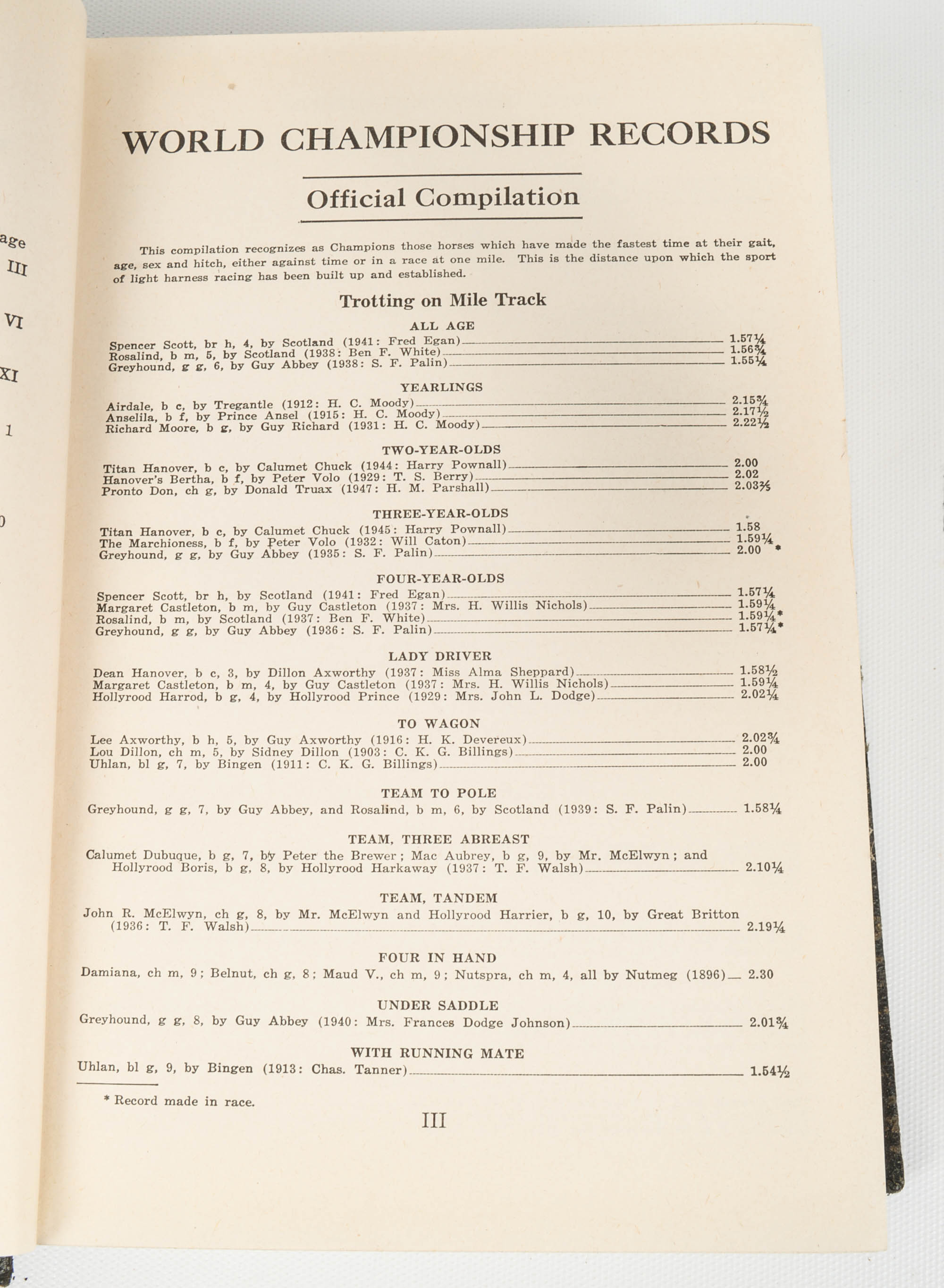 United States Trotting Association "Sires & Dams" and "Yearbooks"