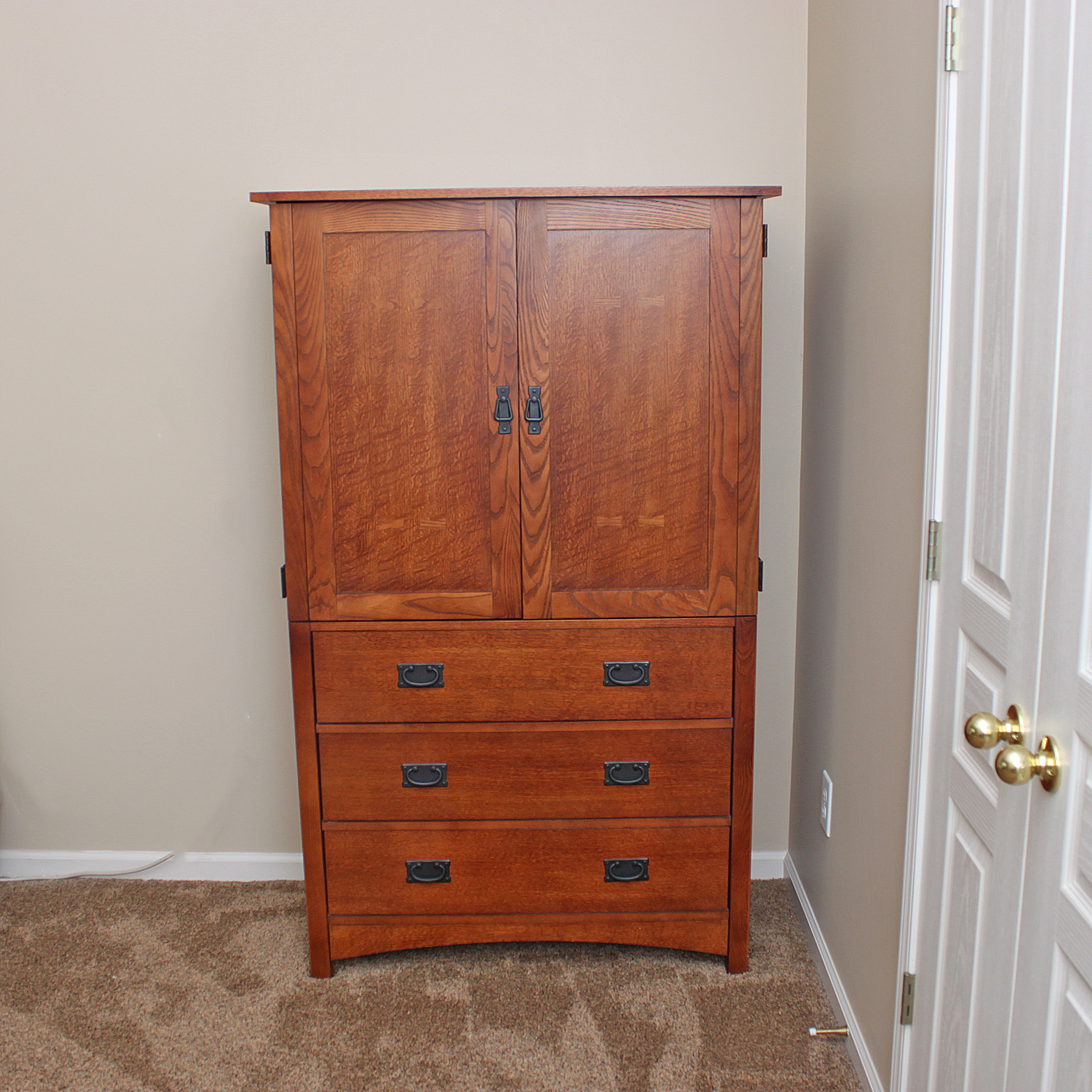 Bassett Furniture Mission Style Oak Armoire
