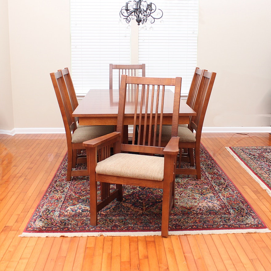 Bassett Furniture Mission Style Oak Dining Table and Chairs