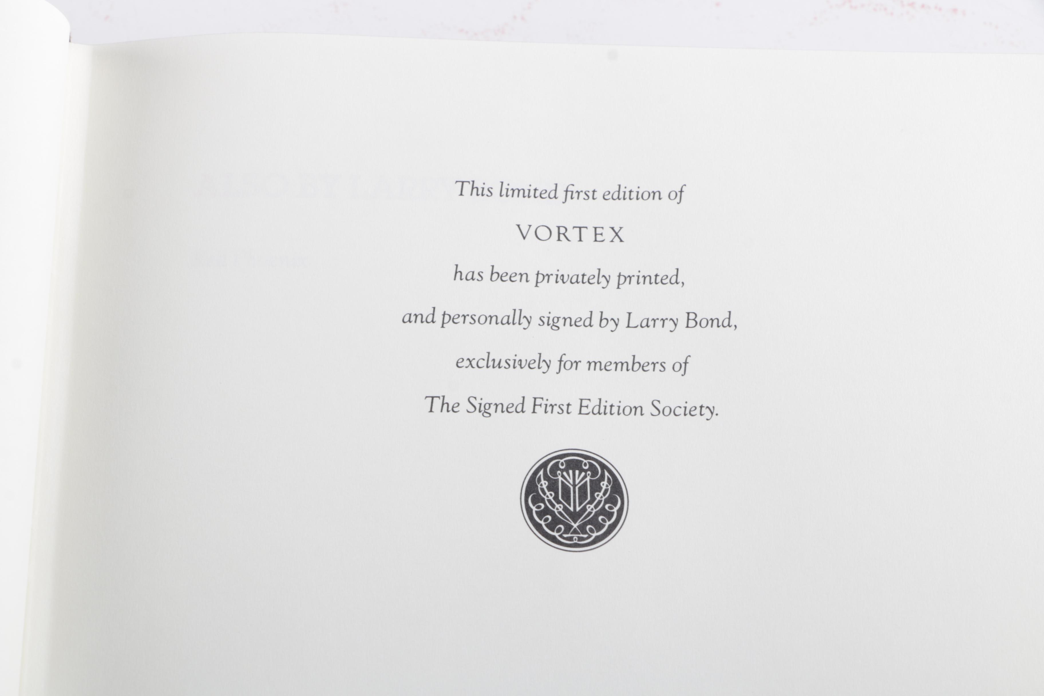 Signed Franklin Library Edition "Vortex" by Larry Bond