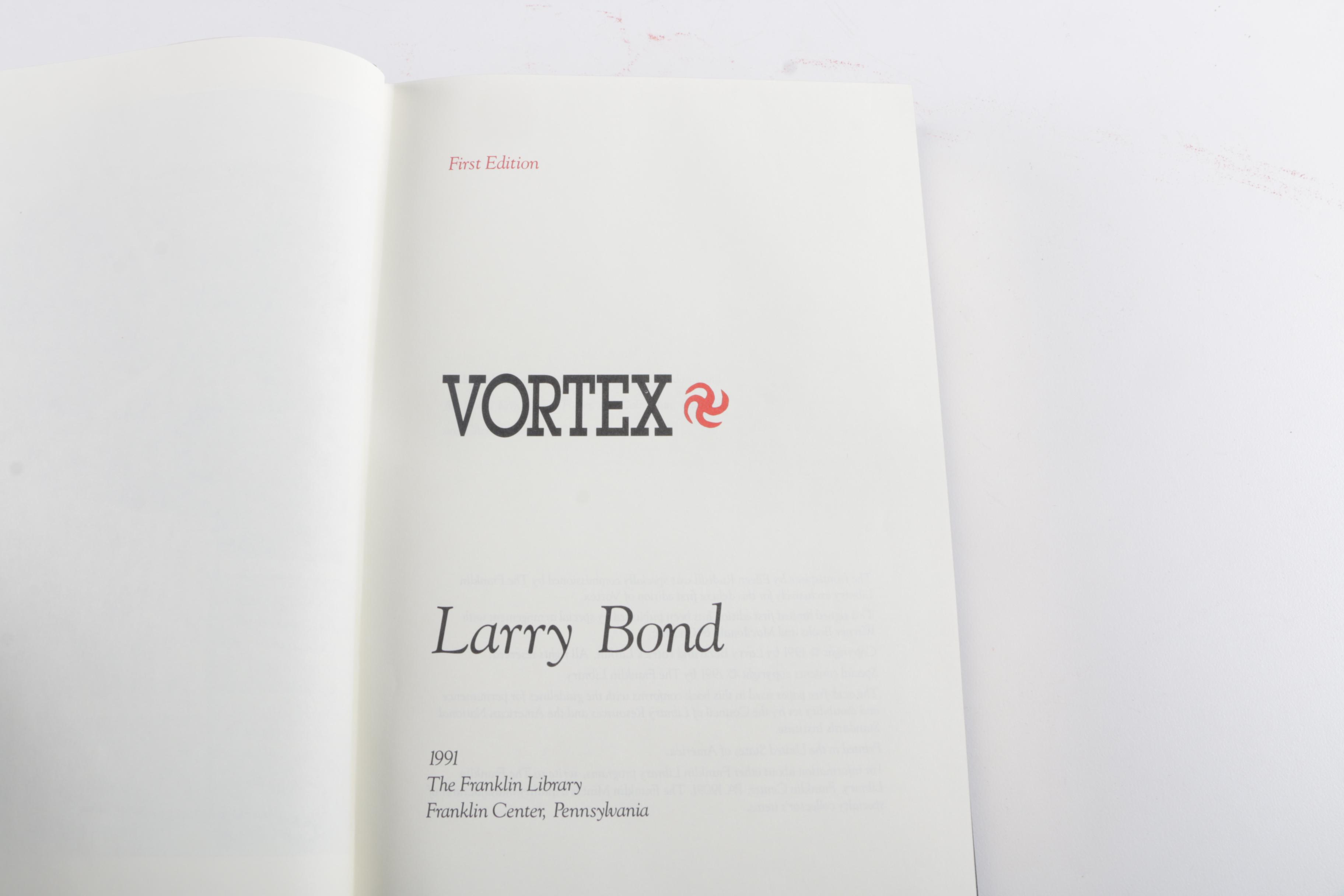 Signed Franklin Library Edition "Vortex" by Larry Bond