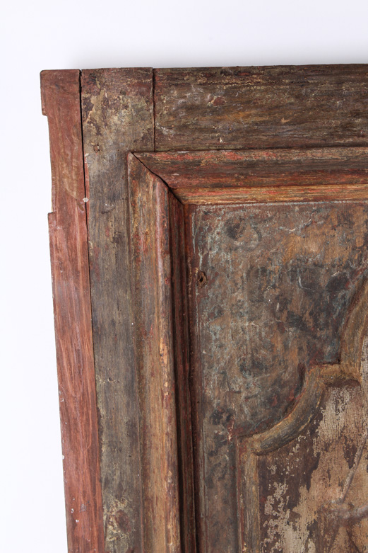 Antique Hand Painted Cabinet Door Featuring a Seated Woman