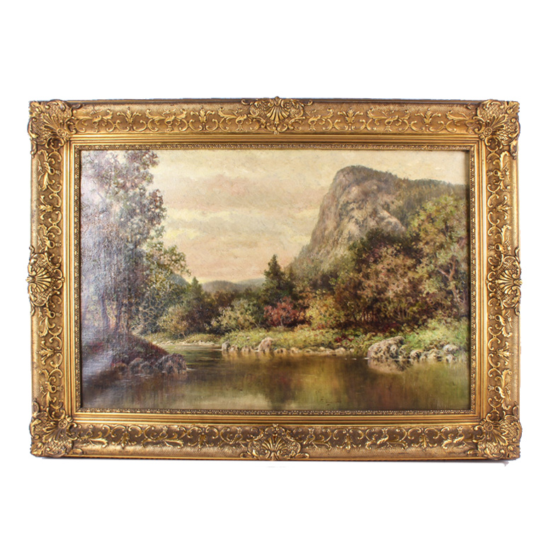 Milton H. Lowell 1918 New England Landscape Oil Painting on Canvas