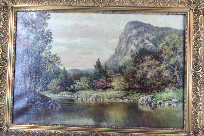 Milton H. Lowell 1918 New England Landscape Oil Painting on Canvas