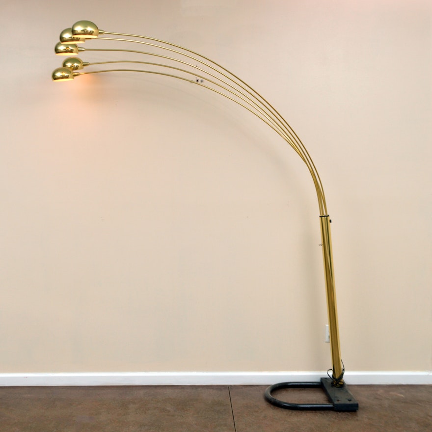 Mid Century Modern Brass Arc Floor Lamp