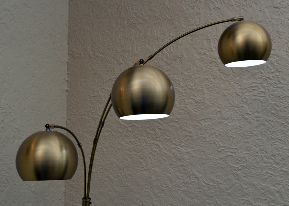 Mid Century Modern Brass Arc Floor Lamp with Marble Base