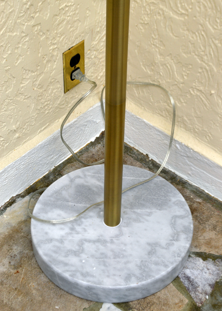 Mid Century Modern Brass Arc Floor Lamp with Marble Base