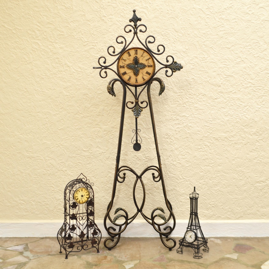 Three Decorative Metal Clocks
