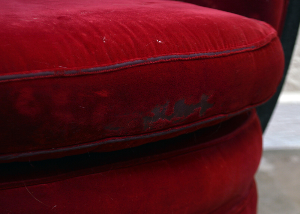Vintage Art Deco Style Red Velvet Barrel Chair