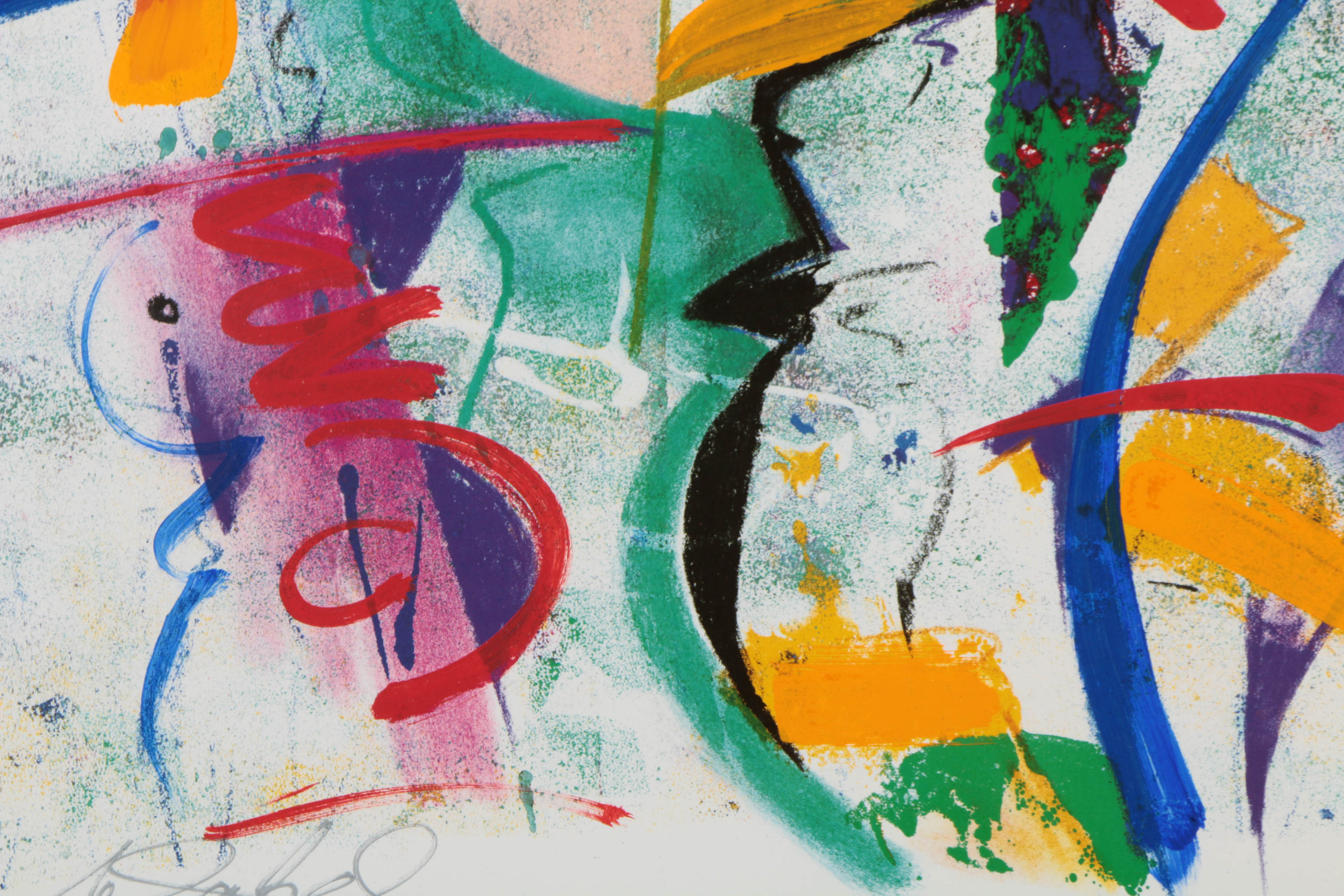 Alfred Gockel Offset Lithograph with Acrylic Embellishments "Unt"