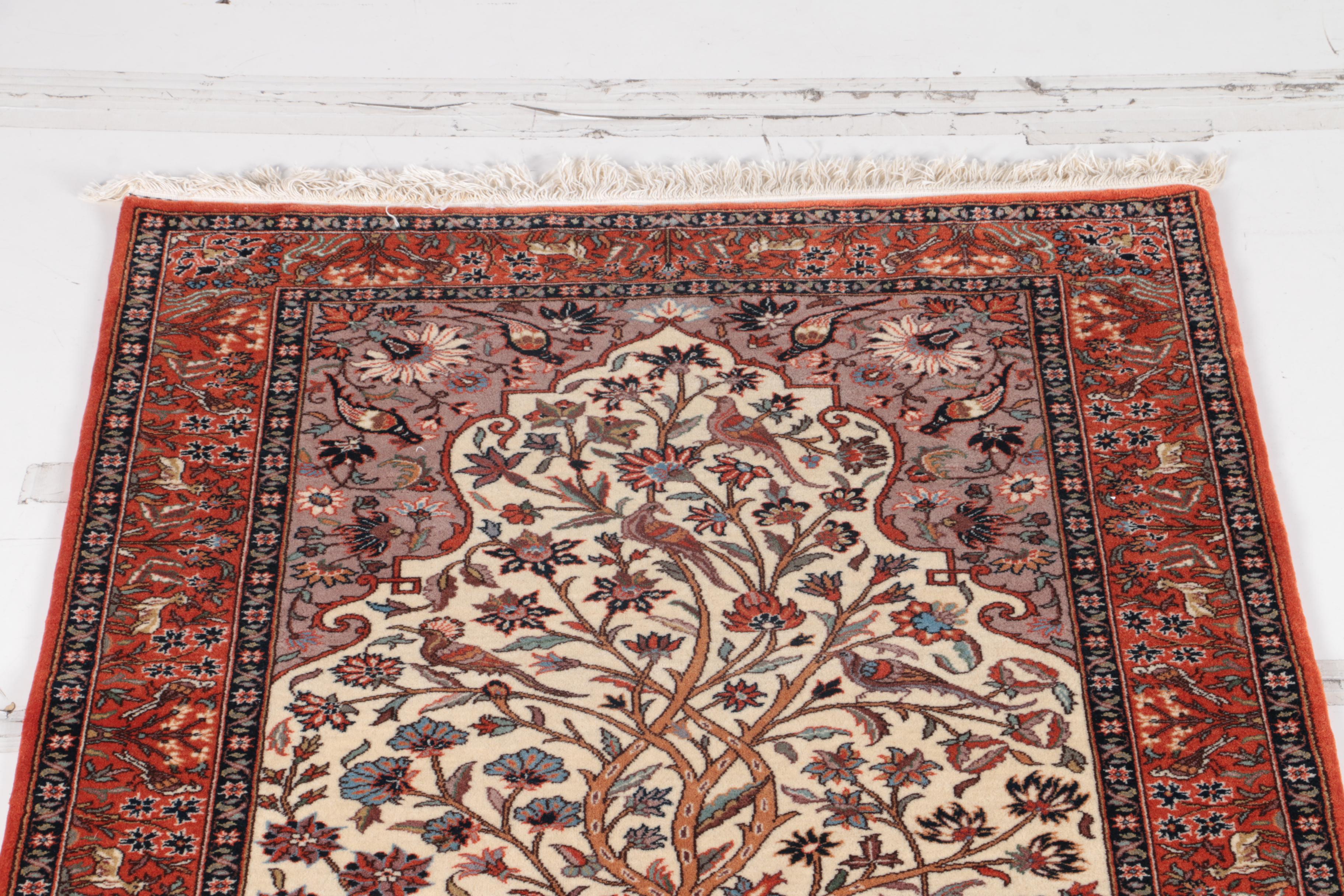 Hand-Knotted Romanian Pictorial "Tree of Life" Area Rug