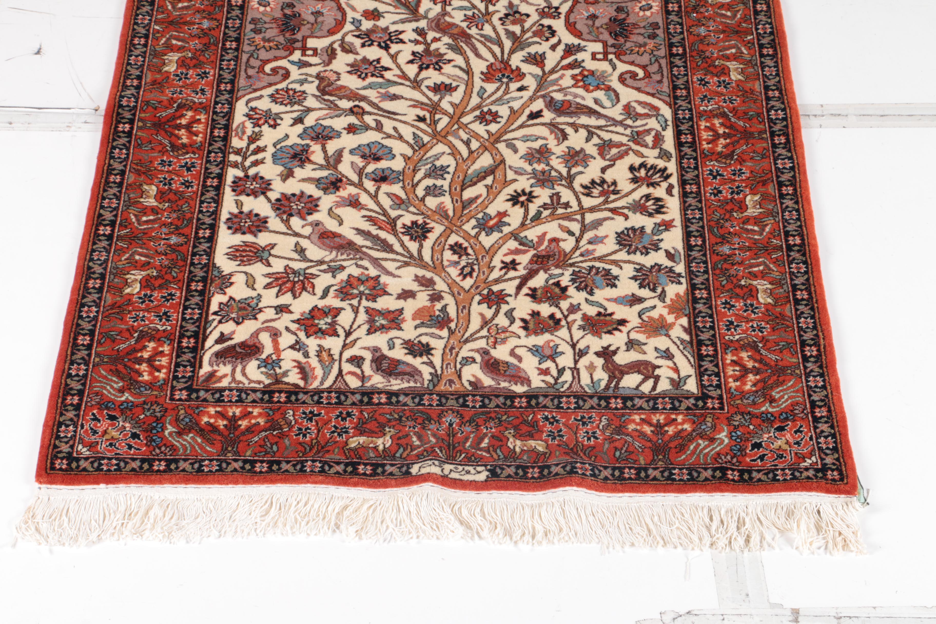 Hand-Knotted Romanian Pictorial "Tree of Life" Area Rug