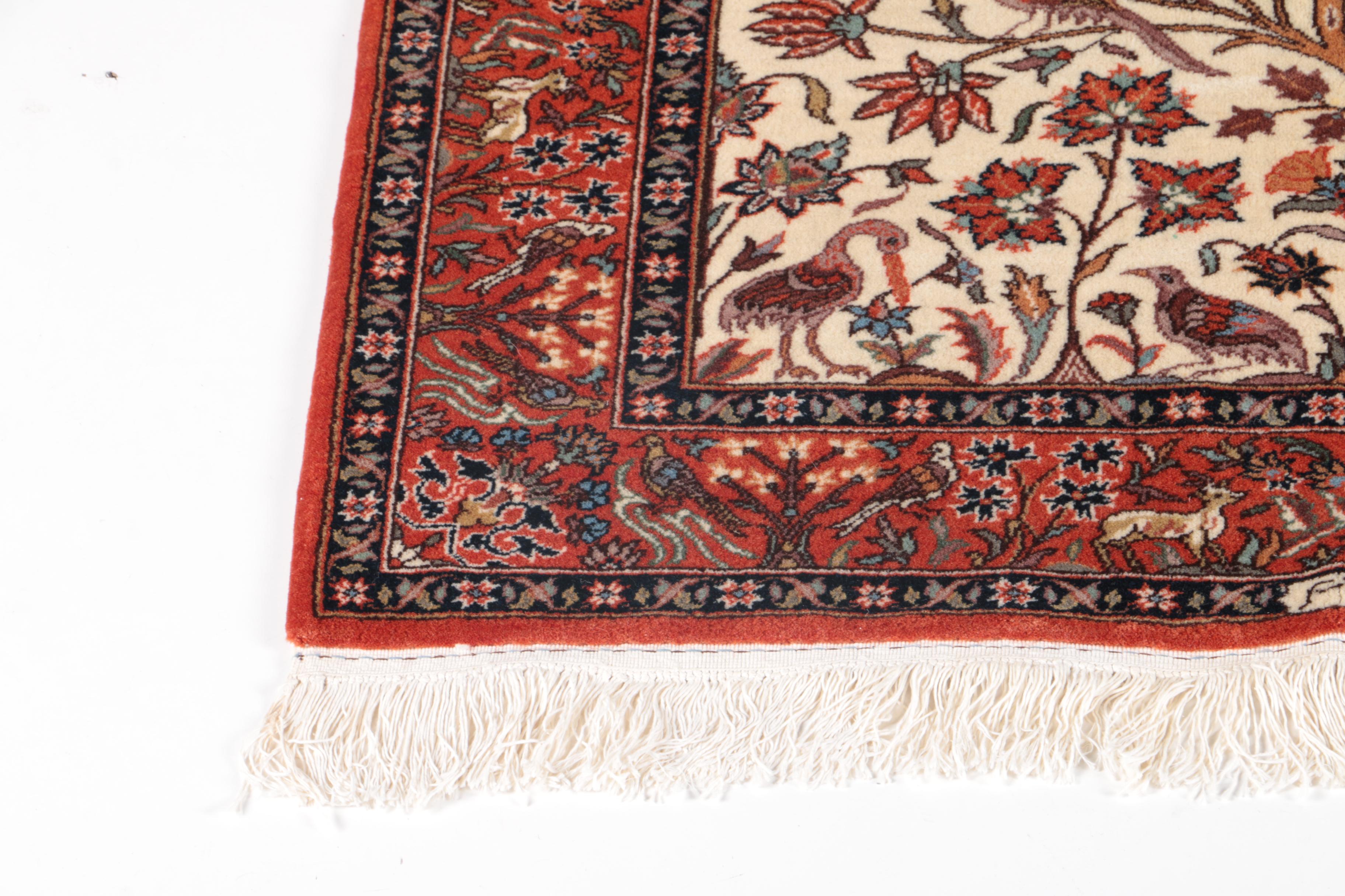 Hand-Knotted Romanian Pictorial "Tree of Life" Area Rug