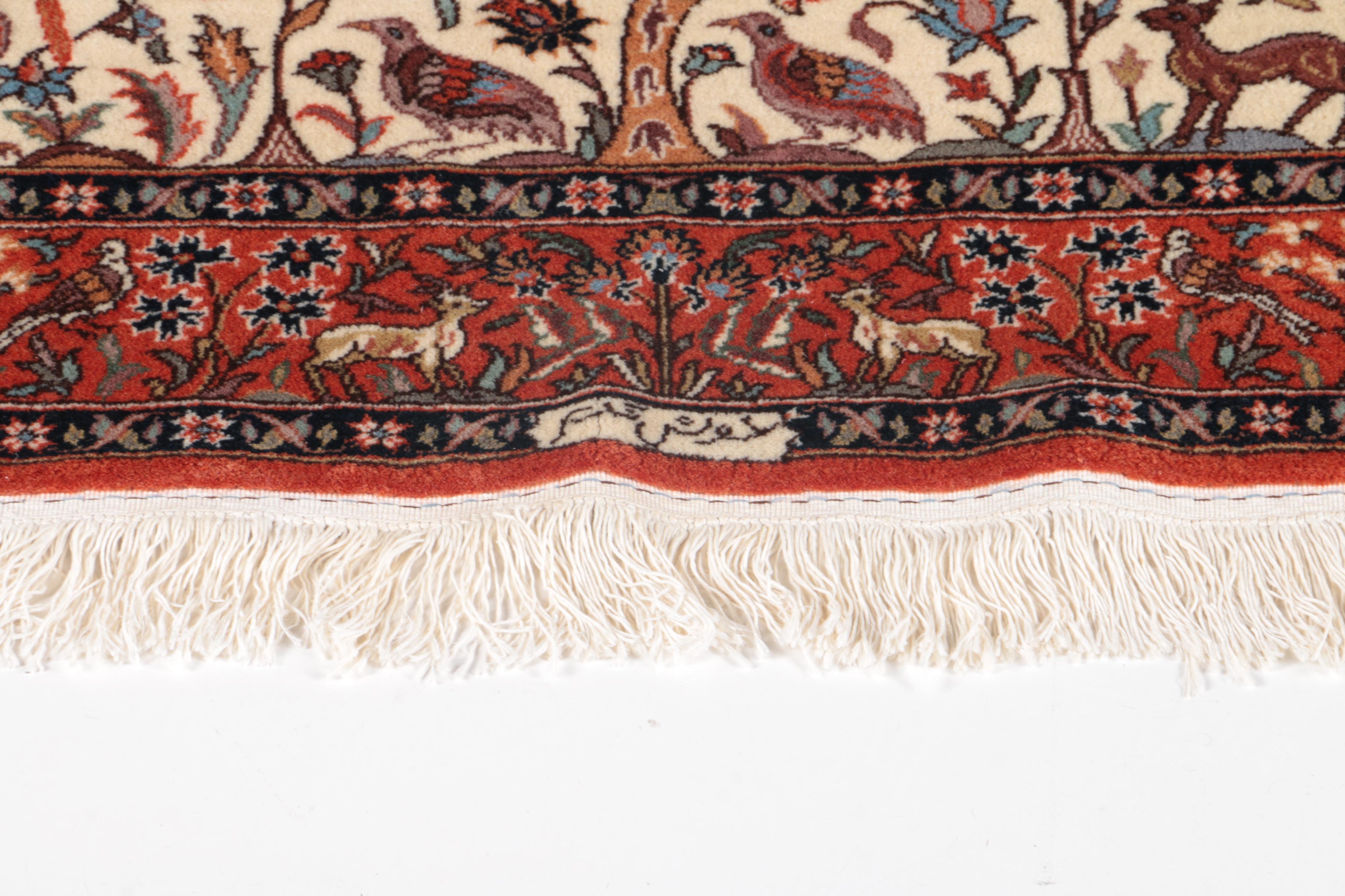 Hand-Knotted Romanian Pictorial "Tree of Life" Area Rug