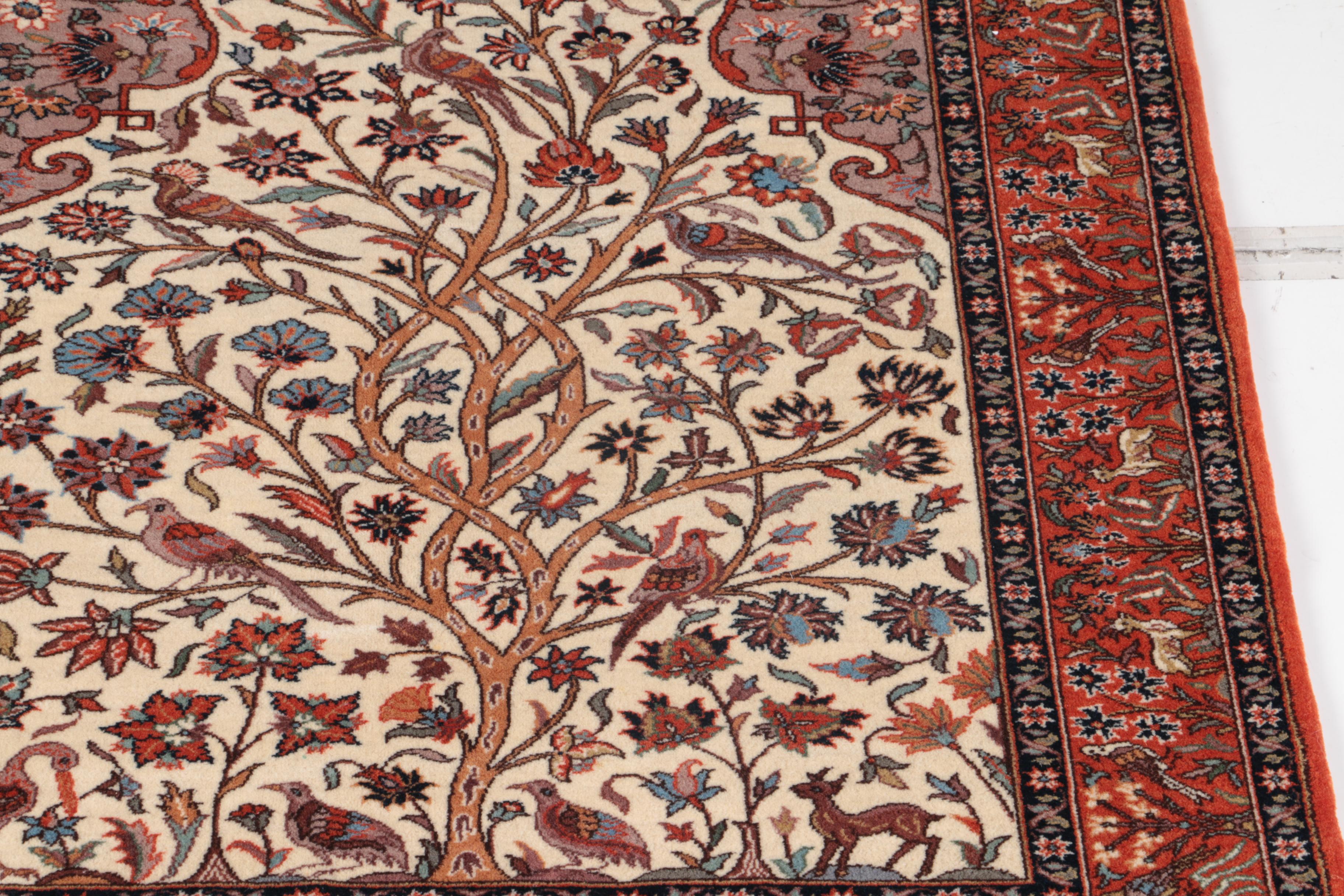 Hand-Knotted Romanian Pictorial "Tree of Life" Area Rug