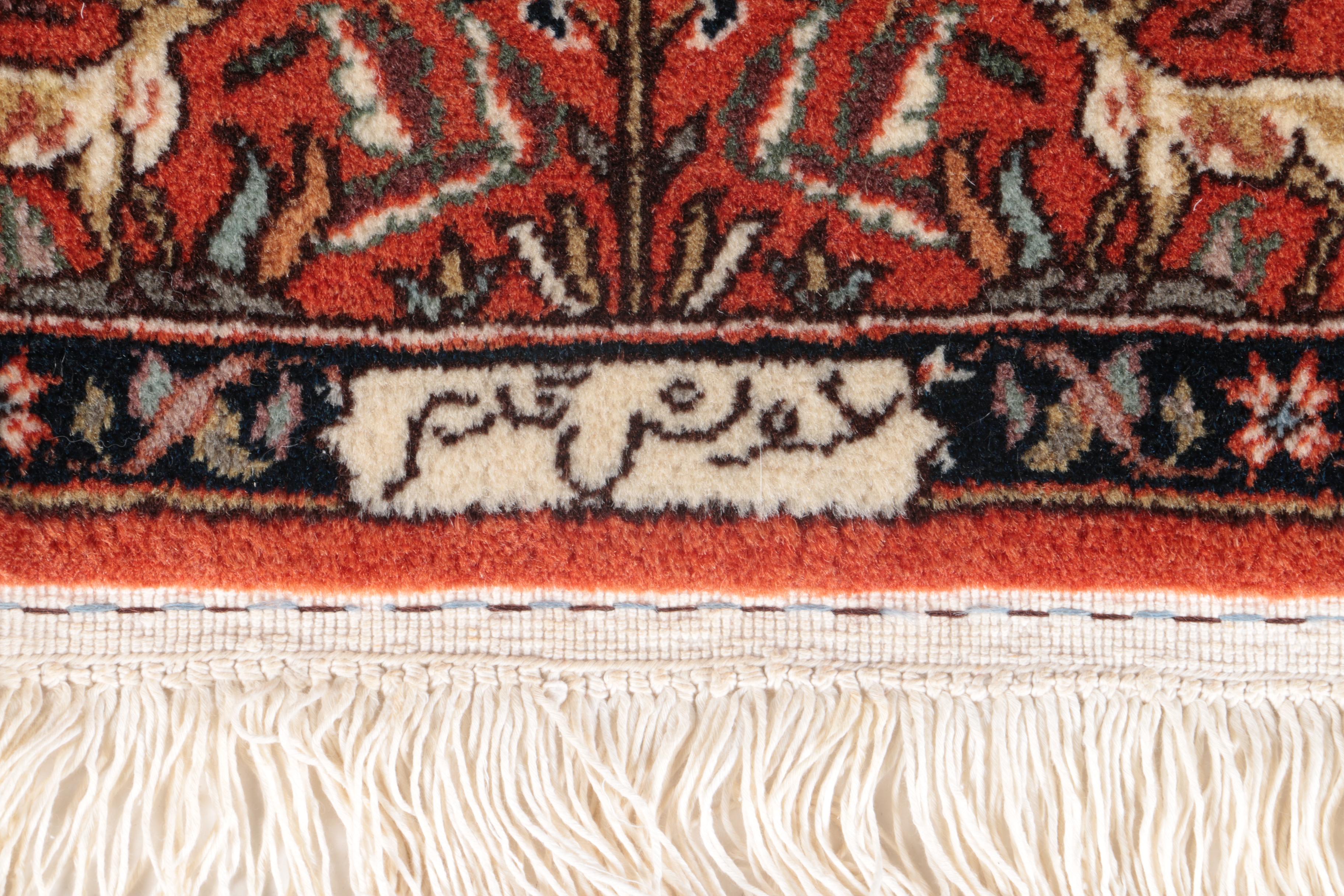 Hand-Knotted Romanian Pictorial "Tree of Life" Area Rug