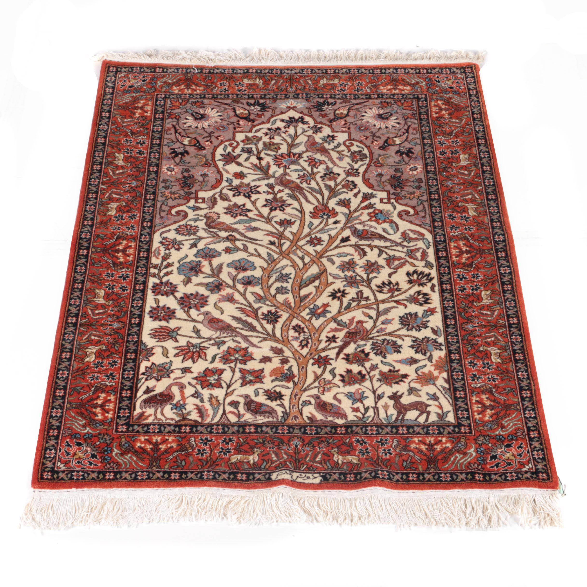Hand-Knotted Romanian Pictorial "Tree of Life" Area Rug