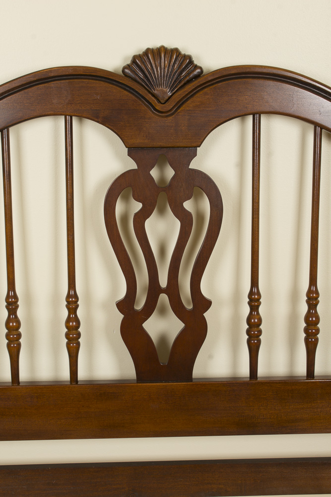 Size Full Dark Stained Traditional Style Wooden Headboard