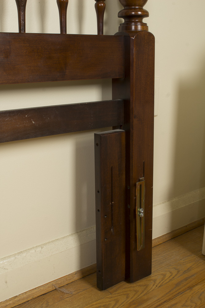 Size Full Dark Stained Traditional Style Wooden Headboard