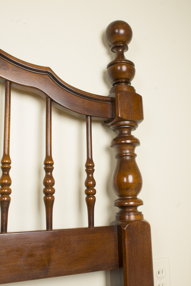 Size Full Dark Stained Traditional Style Wooden Headboard