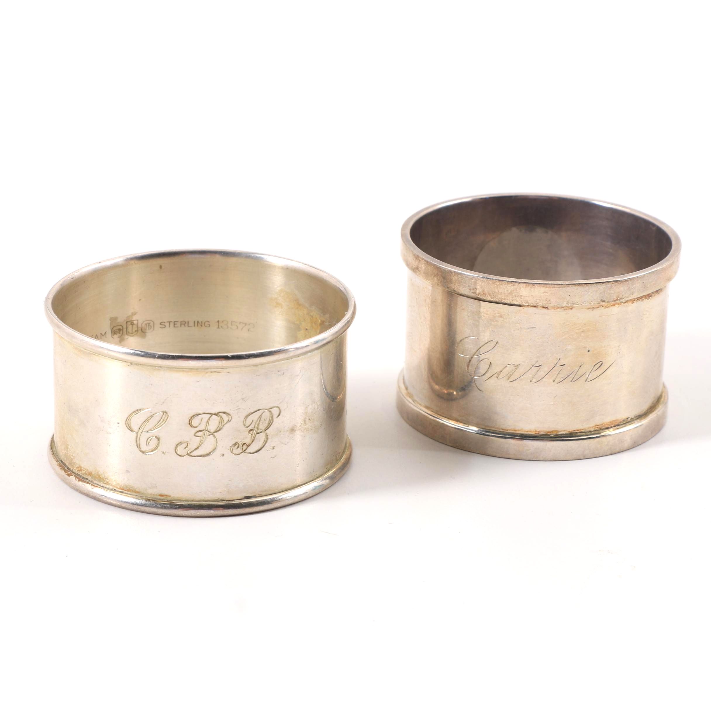 Two Gorham Sterling Silver Monogrammed Napkin Rings